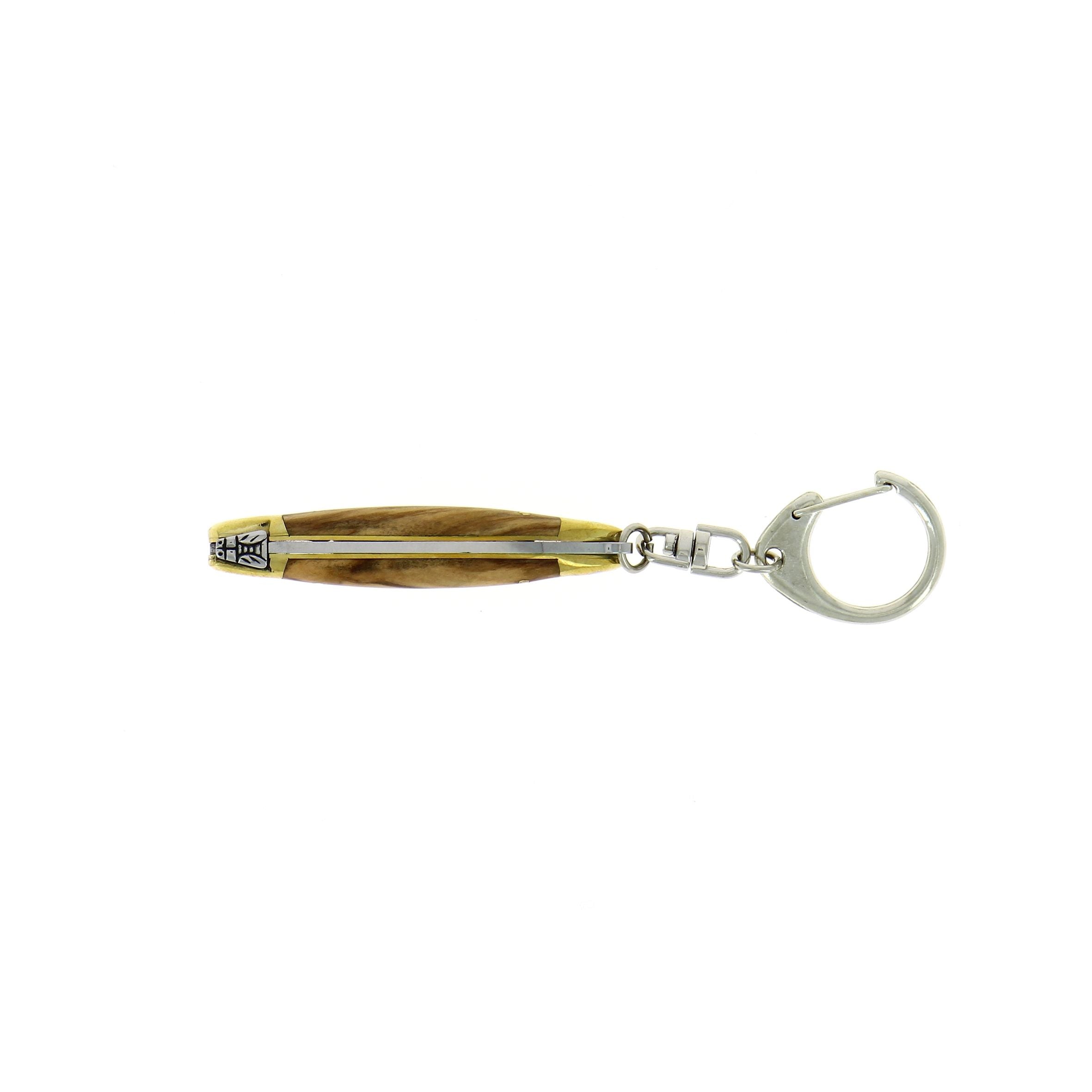 Porte-clés 7 cm bois précieux, mitres Laiton, finition brillante – Laguiole - Laguiole - Porte-clefs - - La Guilde Culinaire
