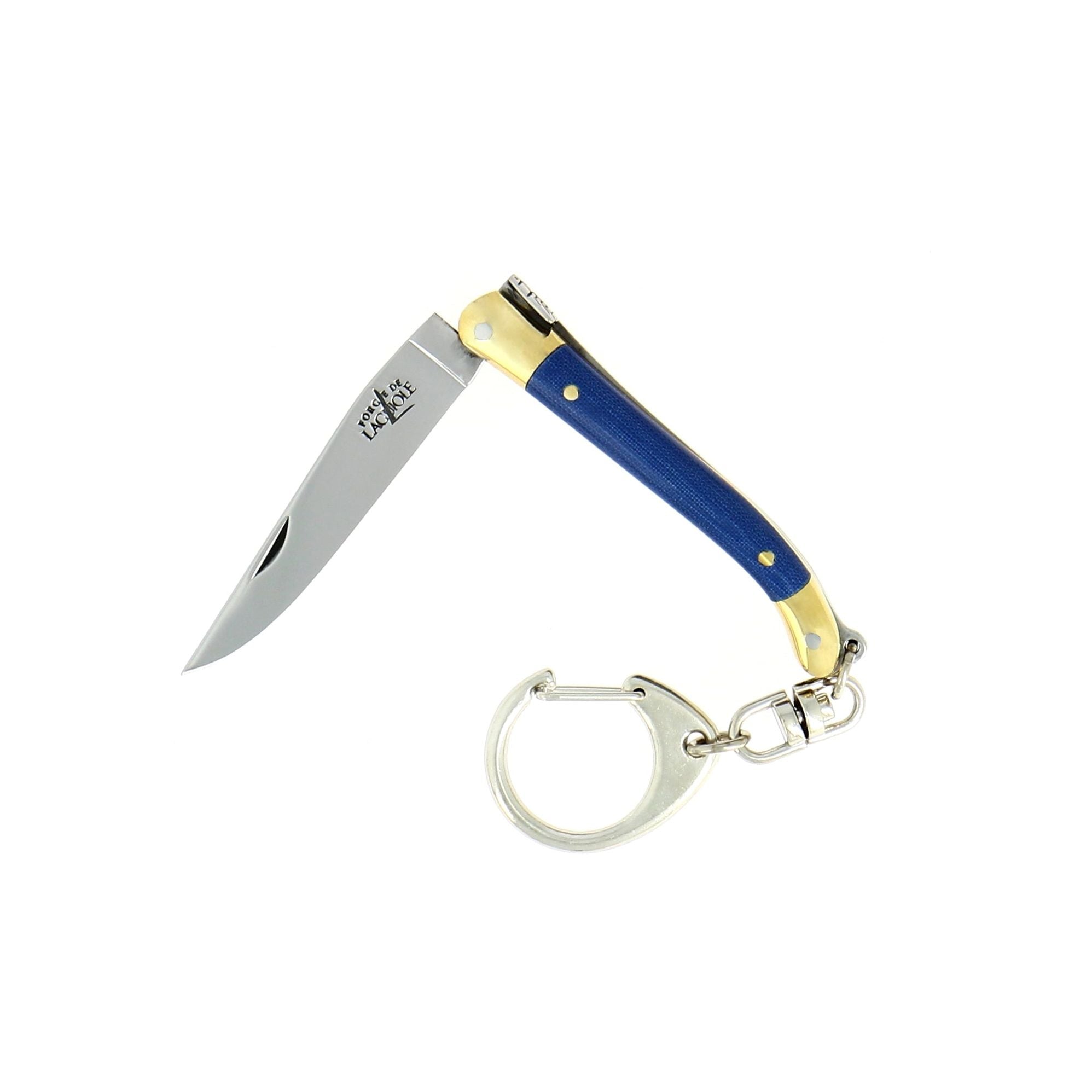 Porte-clés 7 cm Tissu compressé, mitre Laiton – Laguiole Bleu - Laguiole - Porte-clefs - 00003934 - 1270 TC BLE - La Guilde Culinaire