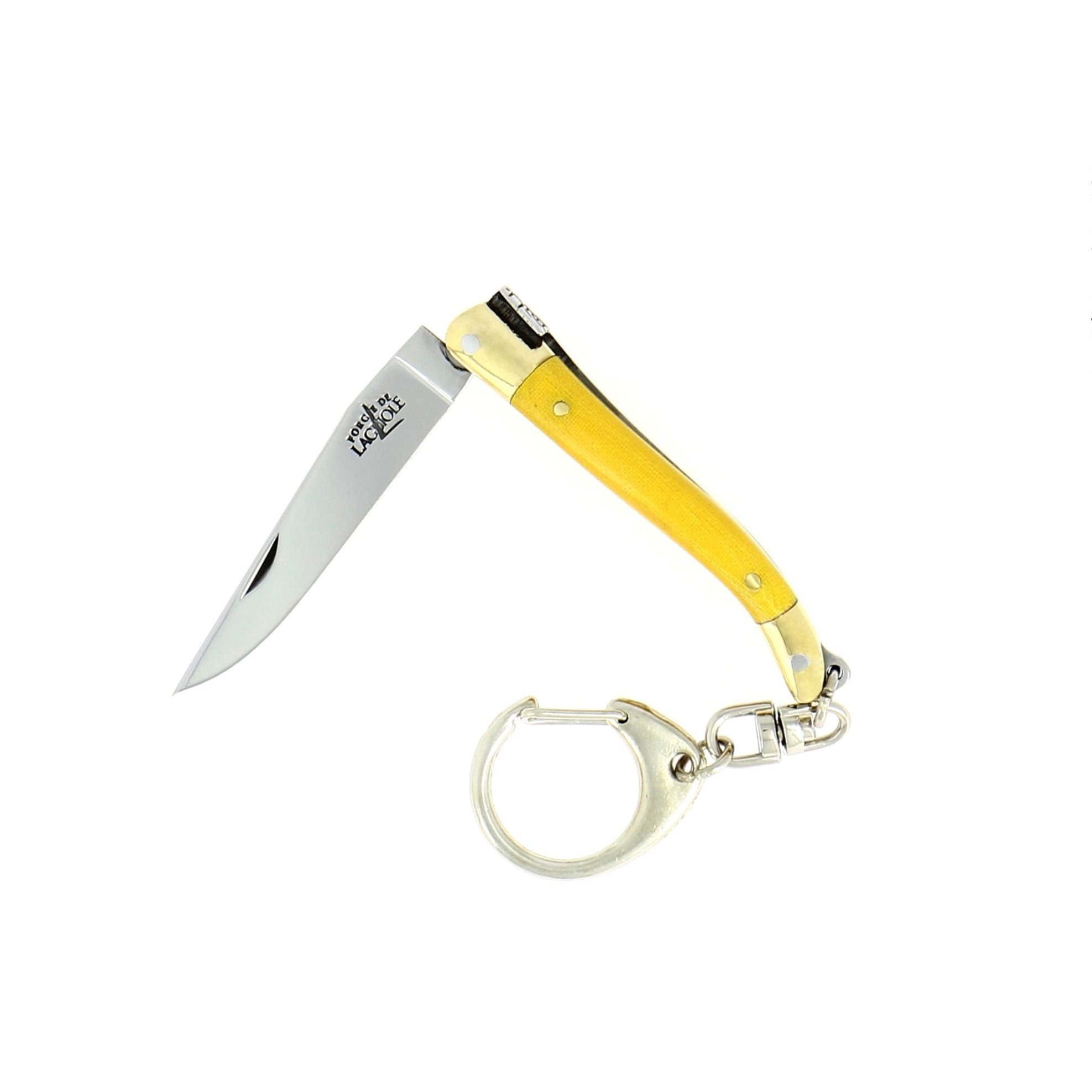 Porte-clés 7 cm Tissu compressé, mitre Laiton – Laguiole Jaune - Laguiole - Porte-clefs - 00003937 - 1270 TC JAU - La Guilde Culinaire