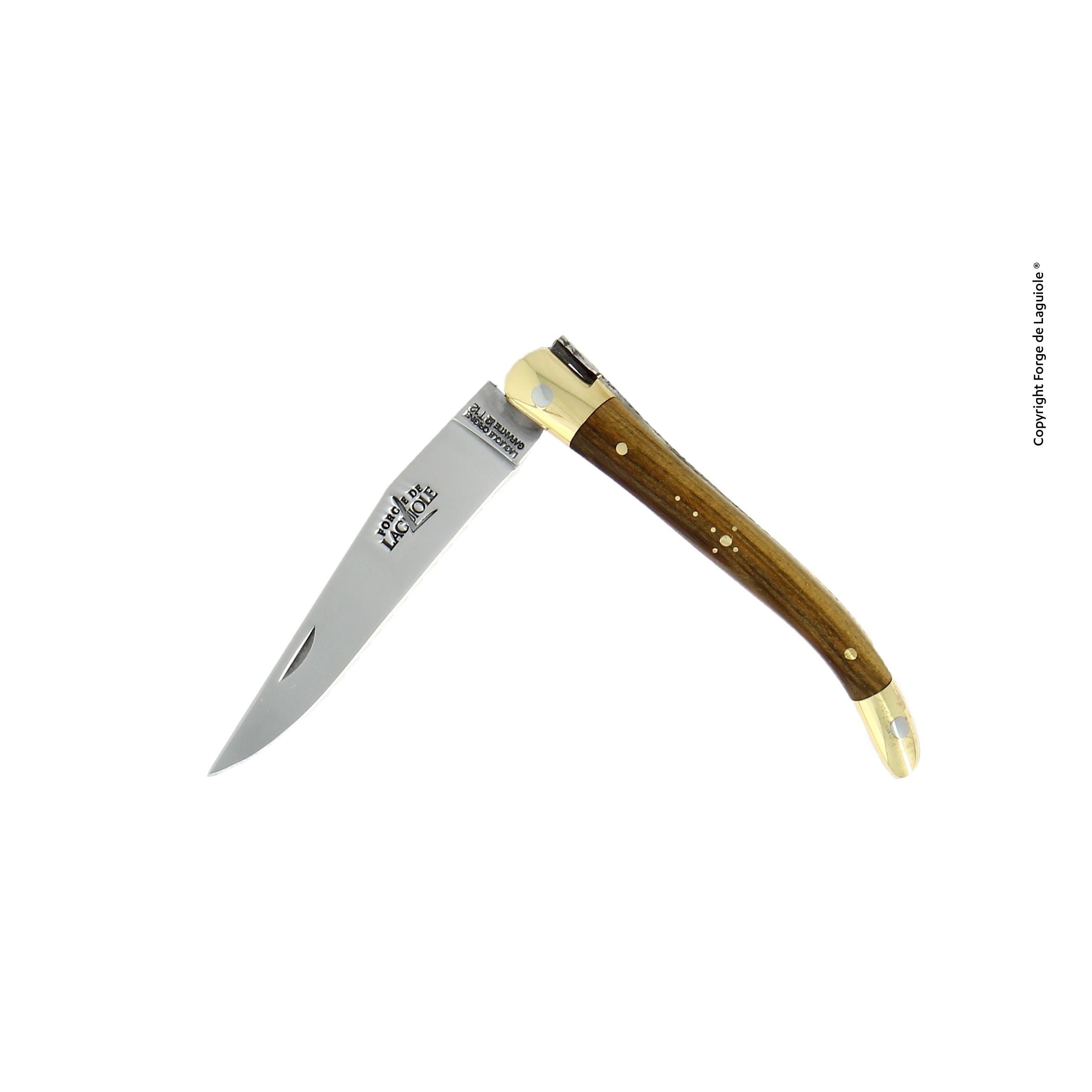 Couteau pliant 9 cm, Bois précieux, mitre Laiton – Laguiole Pistachier - Laguiole - Couteau de poche - 00003989 - 129 PI - La Guilde Culinaire