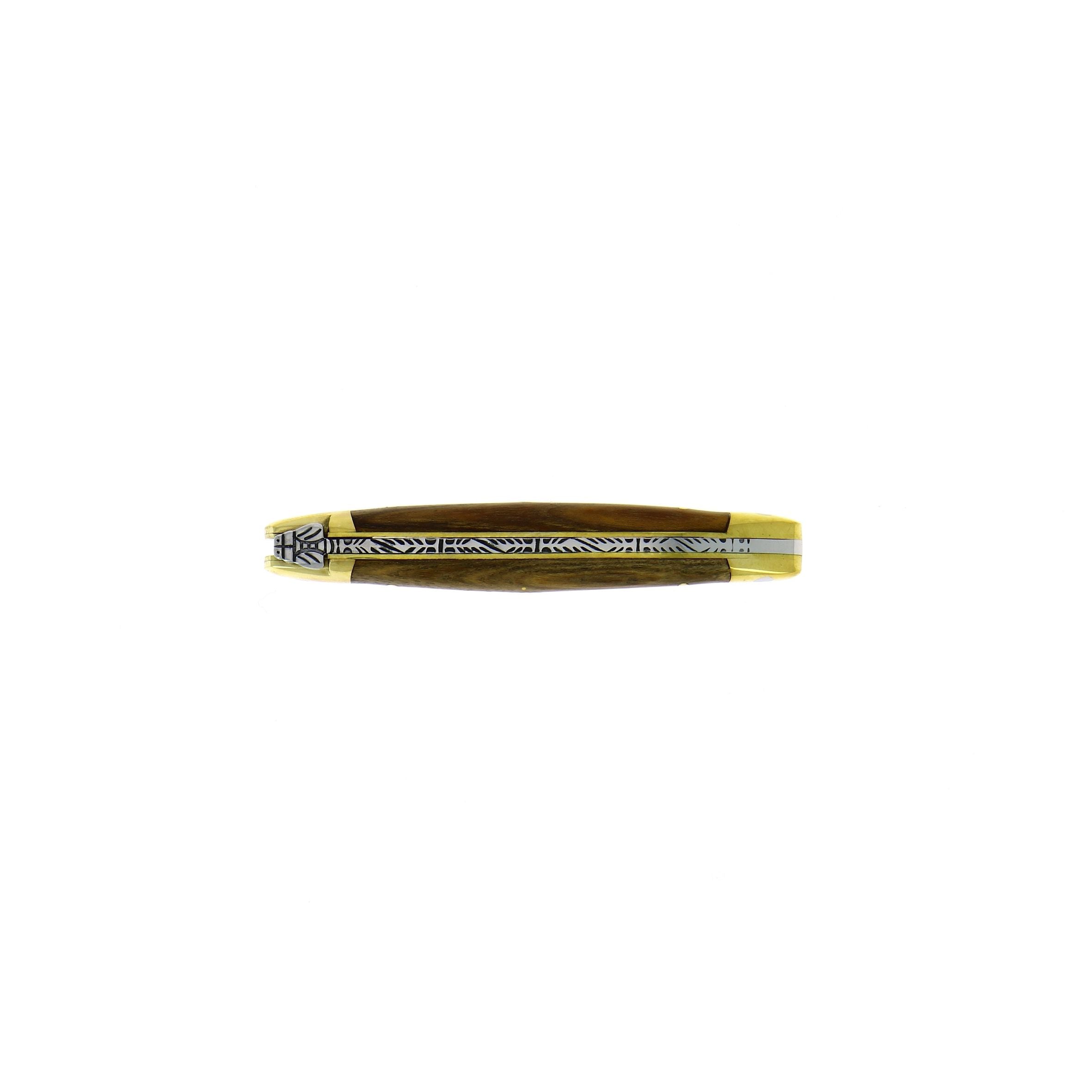 Couteau pliant 9 cm, Bois précieux, mitre Laiton – Laguiole - Laguiole - Couteau de poche - - La Guilde Culinaire