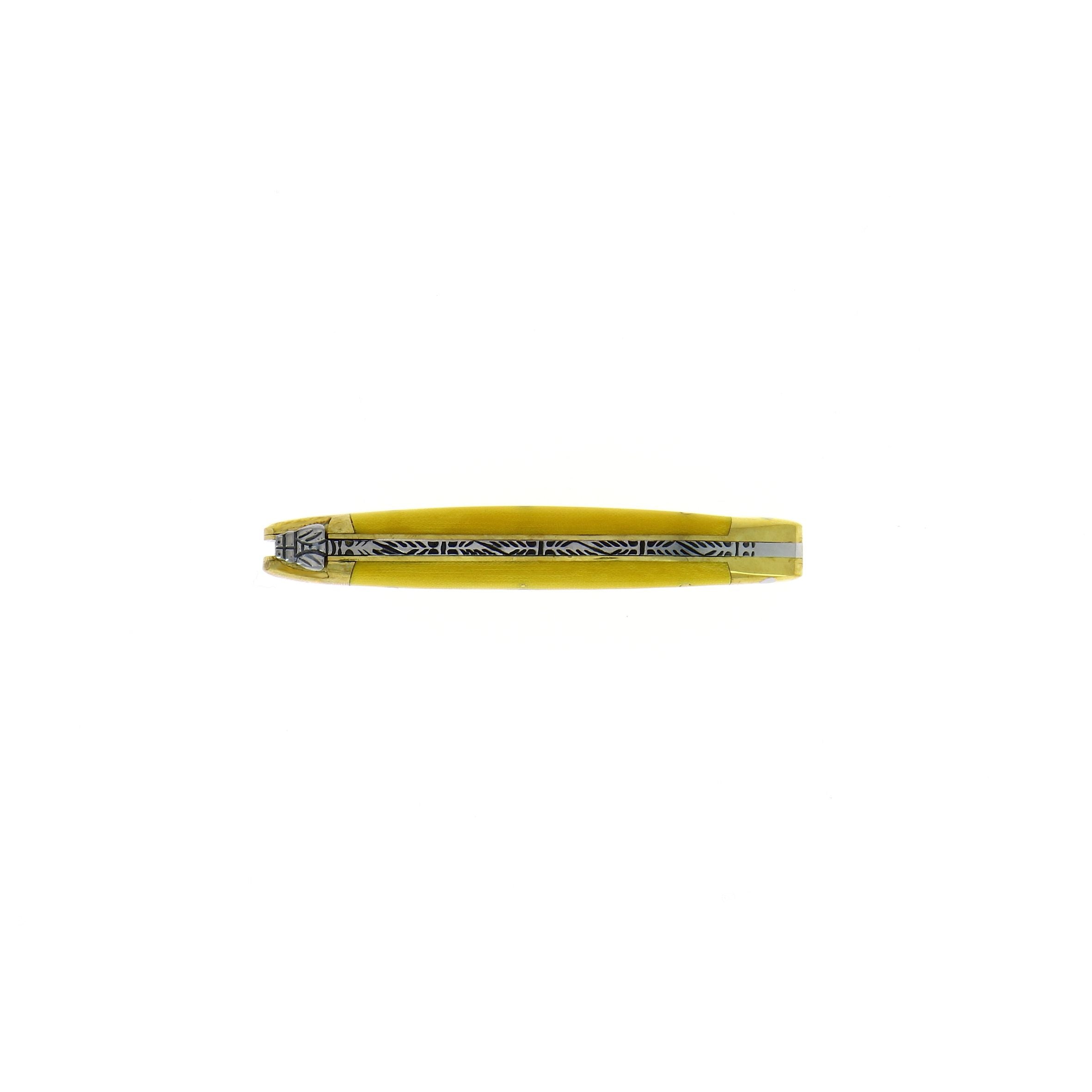 Couteau pliant 9 cm Tissu compressé, mitre Laiton – Laguiole - Laguiole - Couteau de poche - - La Guilde Culinaire
