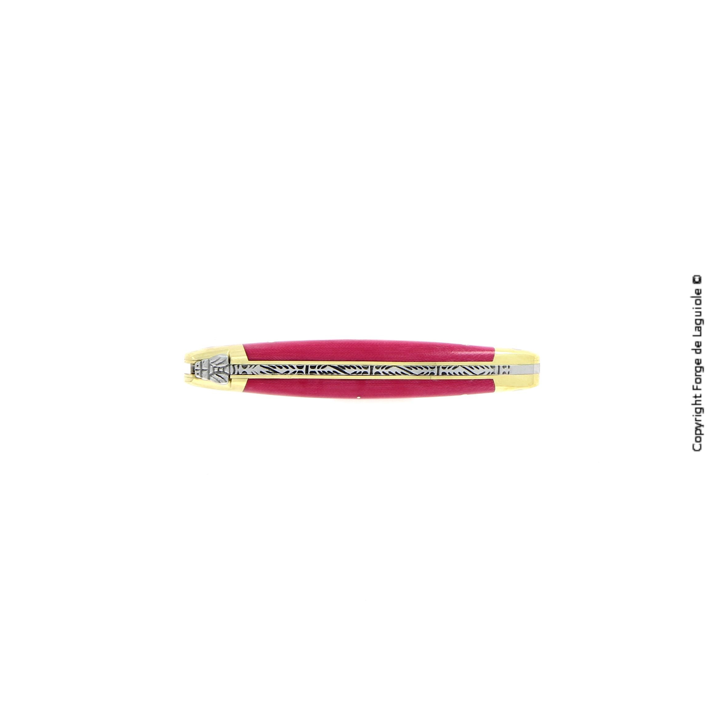 Couteau pliant 9 cm Tissu compressé, mitre Laiton – Laguiole - Laguiole - Couteau de poche - - La Guilde Culinaire