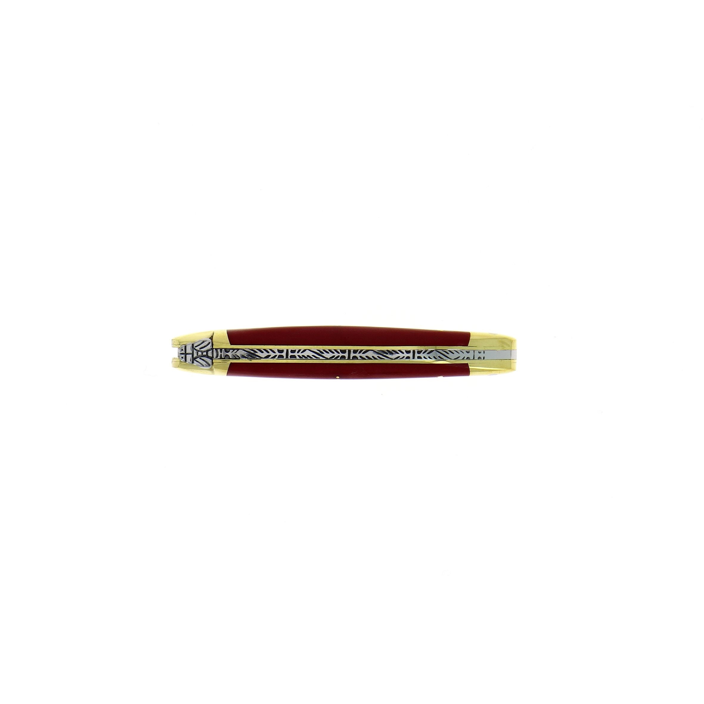 Couteau pliant 9 cm Tissu compressé, mitre Laiton – Laguiole - Laguiole - Couteau de poche - - La Guilde Culinaire