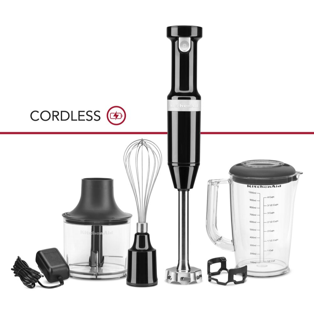 Mélangeur à main sans fil à vitesses variables * Noir Onyx * - Kitchenaid - Mélangeur à main - KHBBV83OB - La Guilde Culinaire