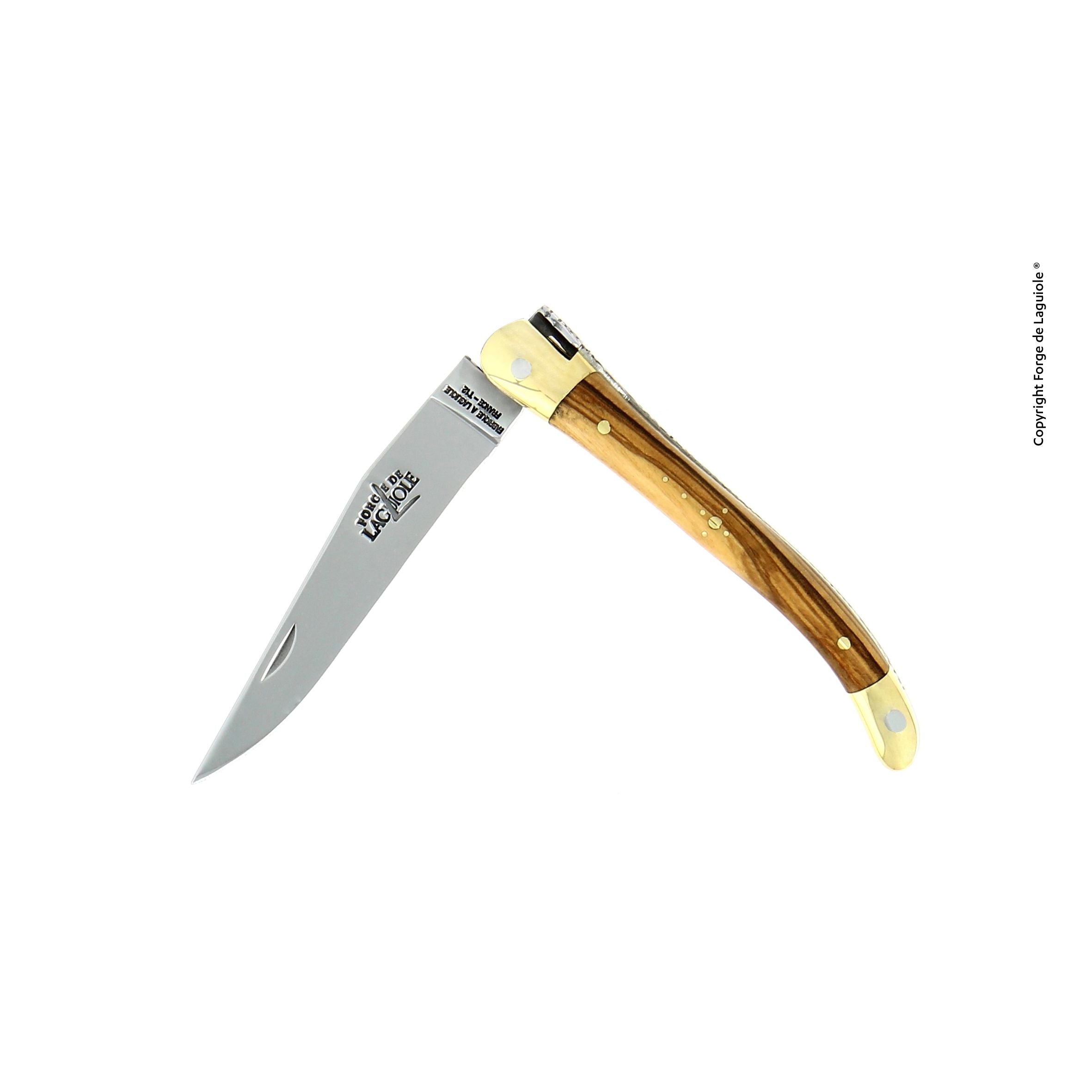 Couteau pliant 9 cm, Bois précieux, mitre Laiton – Laguiole Olivier - Laguiole - Couteau de poche - 00003988 - 129 OL - La Guilde Culinaire
