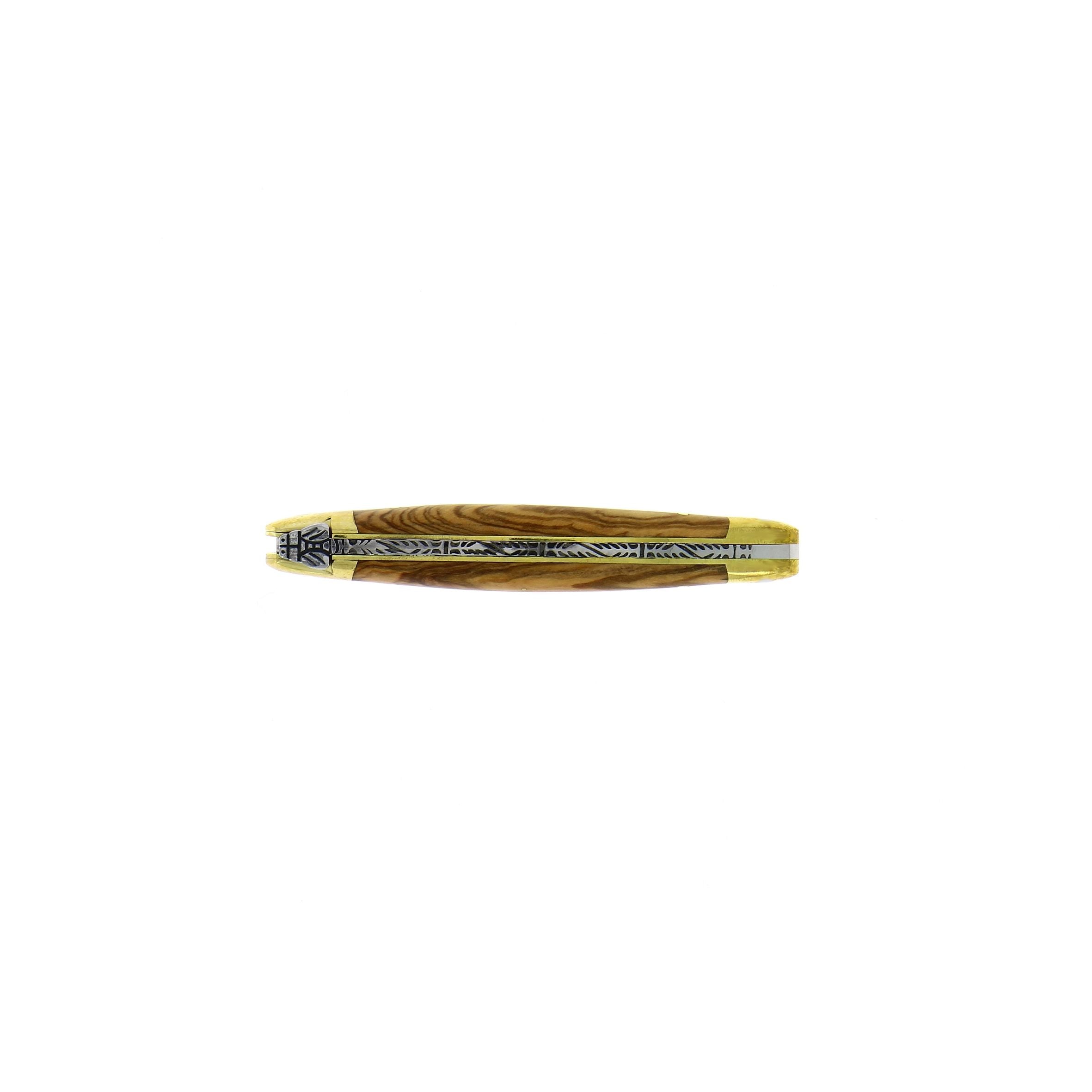 Couteau pliant 9 cm, Bois précieux, mitre Laiton – Laguiole - Laguiole - Couteau de poche - - La Guilde Culinaire