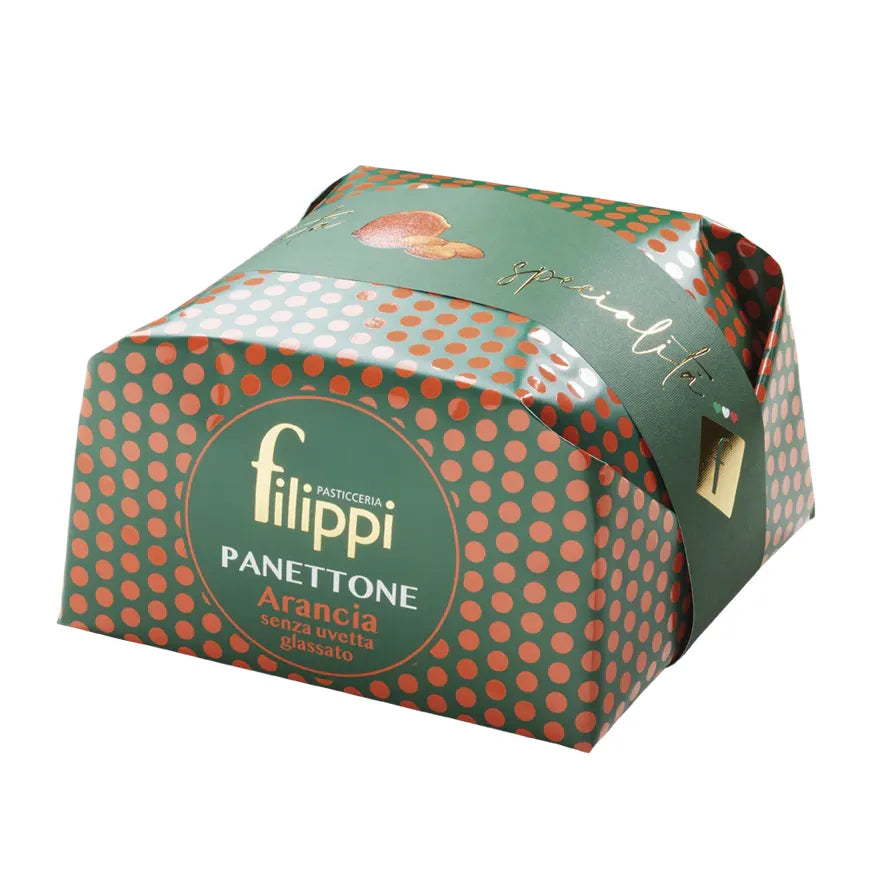 Panettone à l'orange confite sans raisins glacé 500g    - Filippi Pâtisserie - Panettone -  - La Guilde Culinaire