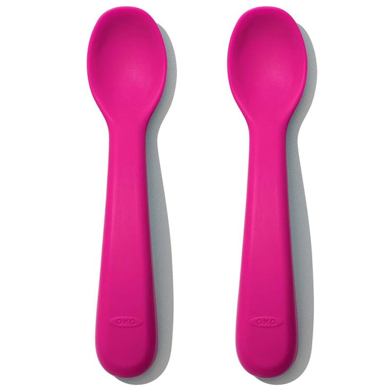 Ensemble de cuillères en silicone - 6m+ Rose - OXO TOT - Cuillère de table - 61150600T - La Guilde Culinaire