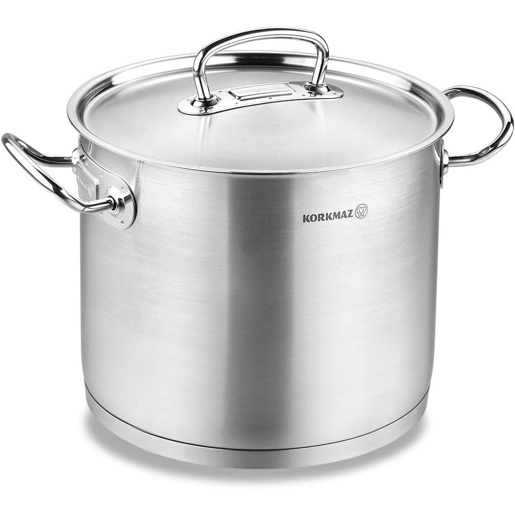 Marmite en acier inoxydable avec couvercle - 24 cm 9.5L - Korkmaz - Marmite - - La Guilde Culinaire