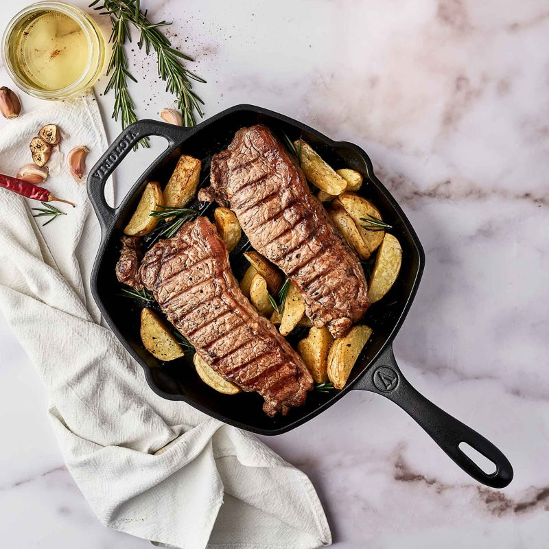 Poêle gril en fonte - 25 cm - Victoria - Poêle en fonte - - La Guilde Culinaire