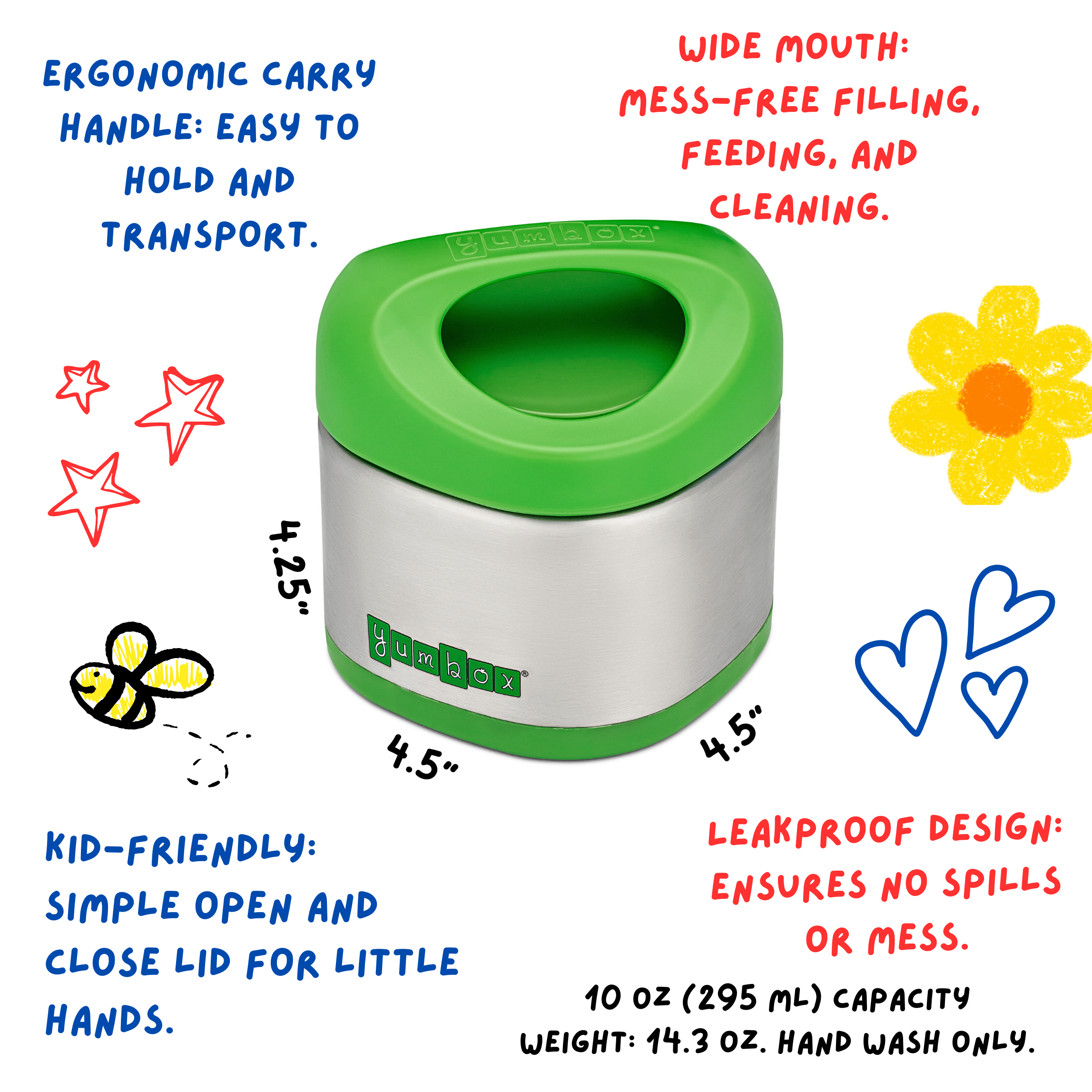 Yumbox Cubi - Bocal alimentaire isotherme pour enfants 300 ml - Vert pomme - Yumbox - Boîte à repas - - La Guilde Culinaire