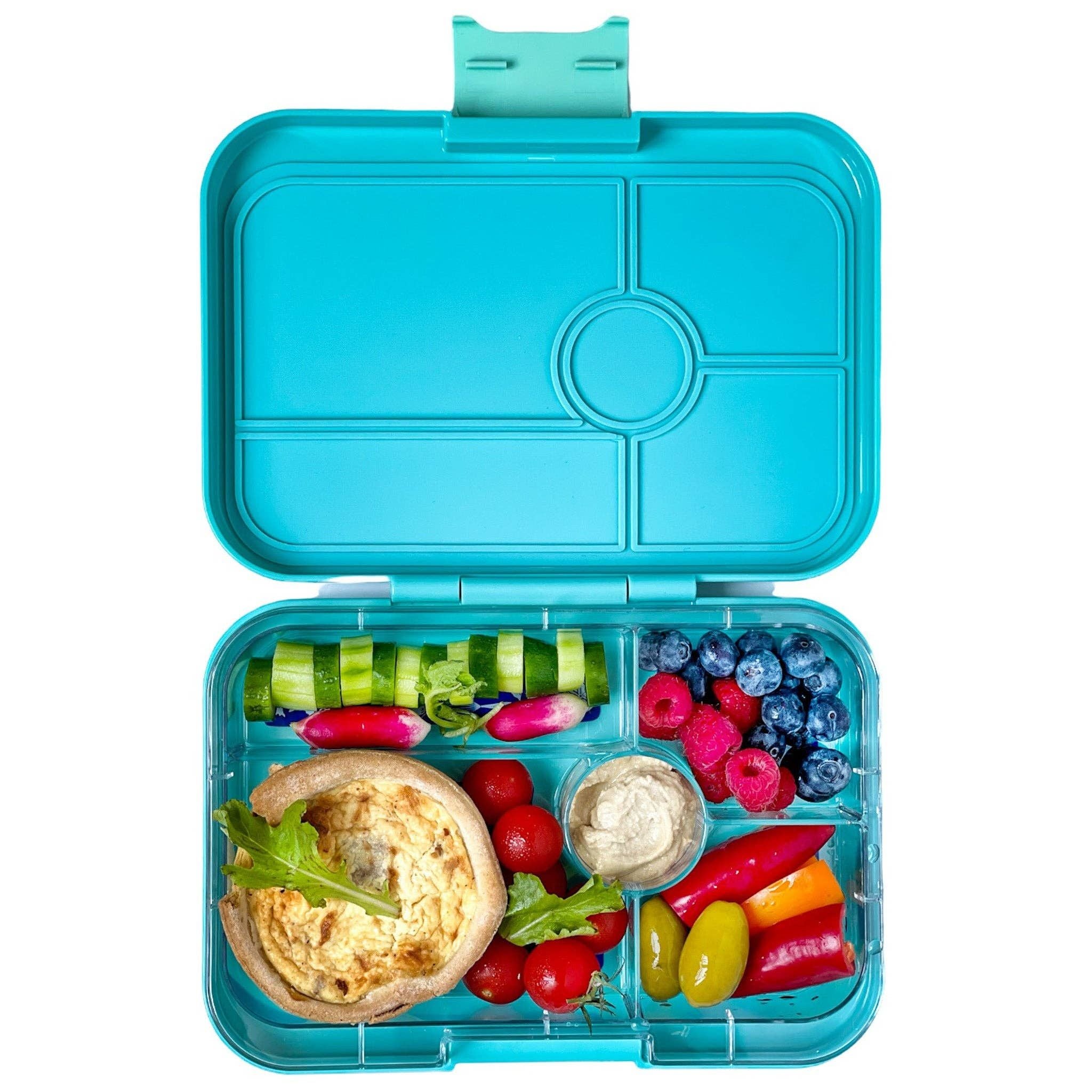 Yumbox Tapas - Boîte Bento étanche avec plateaux à 4 ou 5 compartiments Antibes Bleu 5C avec plateau « Bon Appétit » - Yumbox - Boîte à repas - ABIII201611B - La Guilde Culinaire