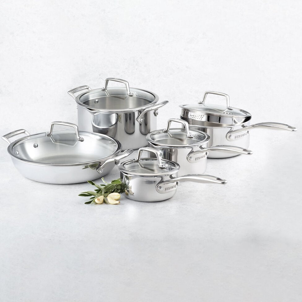 Batterie de cuisine 10 pièces en acier inoxydable 18/10    - Zwilling - Batterie de cuisine -  - La Guilde Culinaire