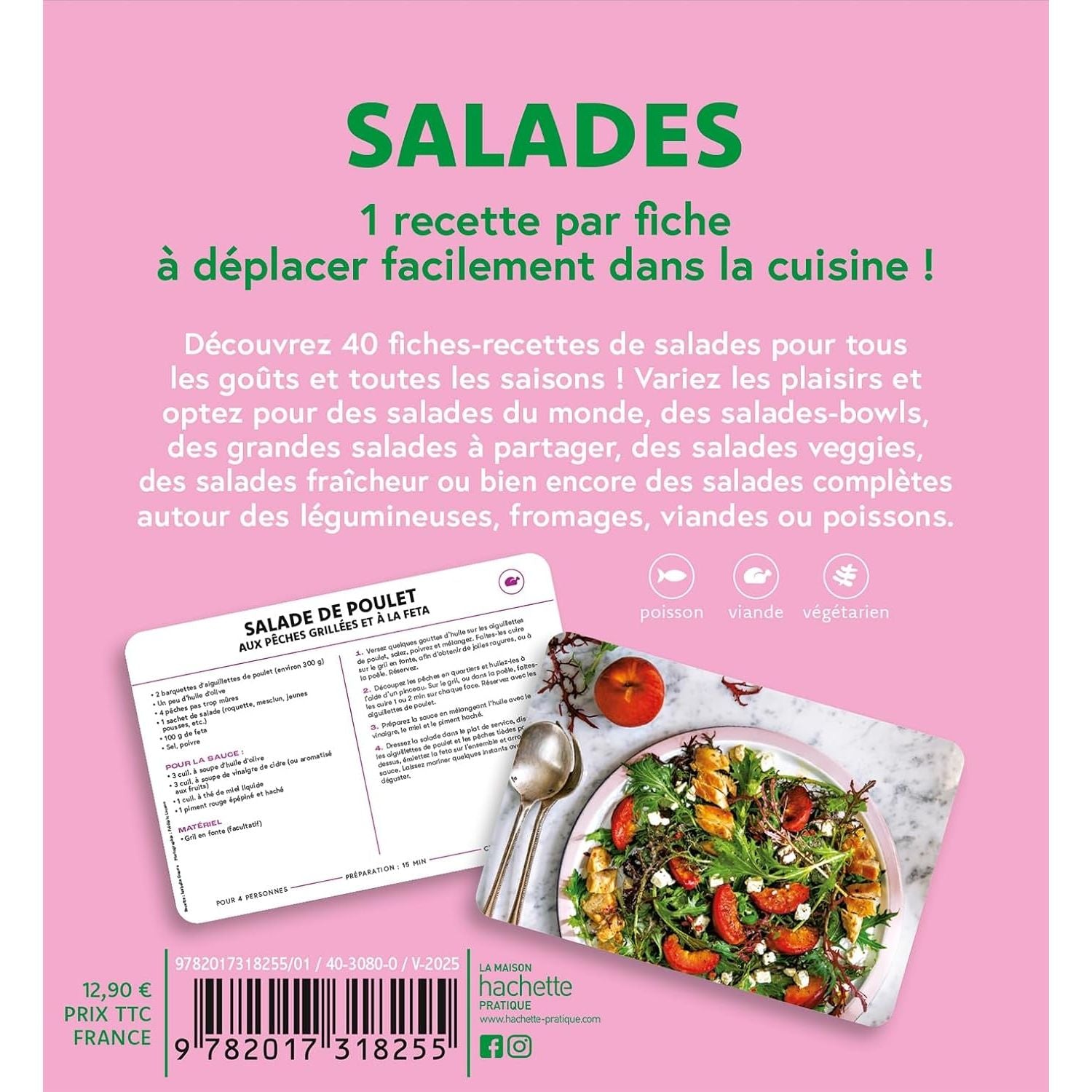 Coffret fiche - Salades - Marabout - Livre de cuisine - - La Guilde Culinaire