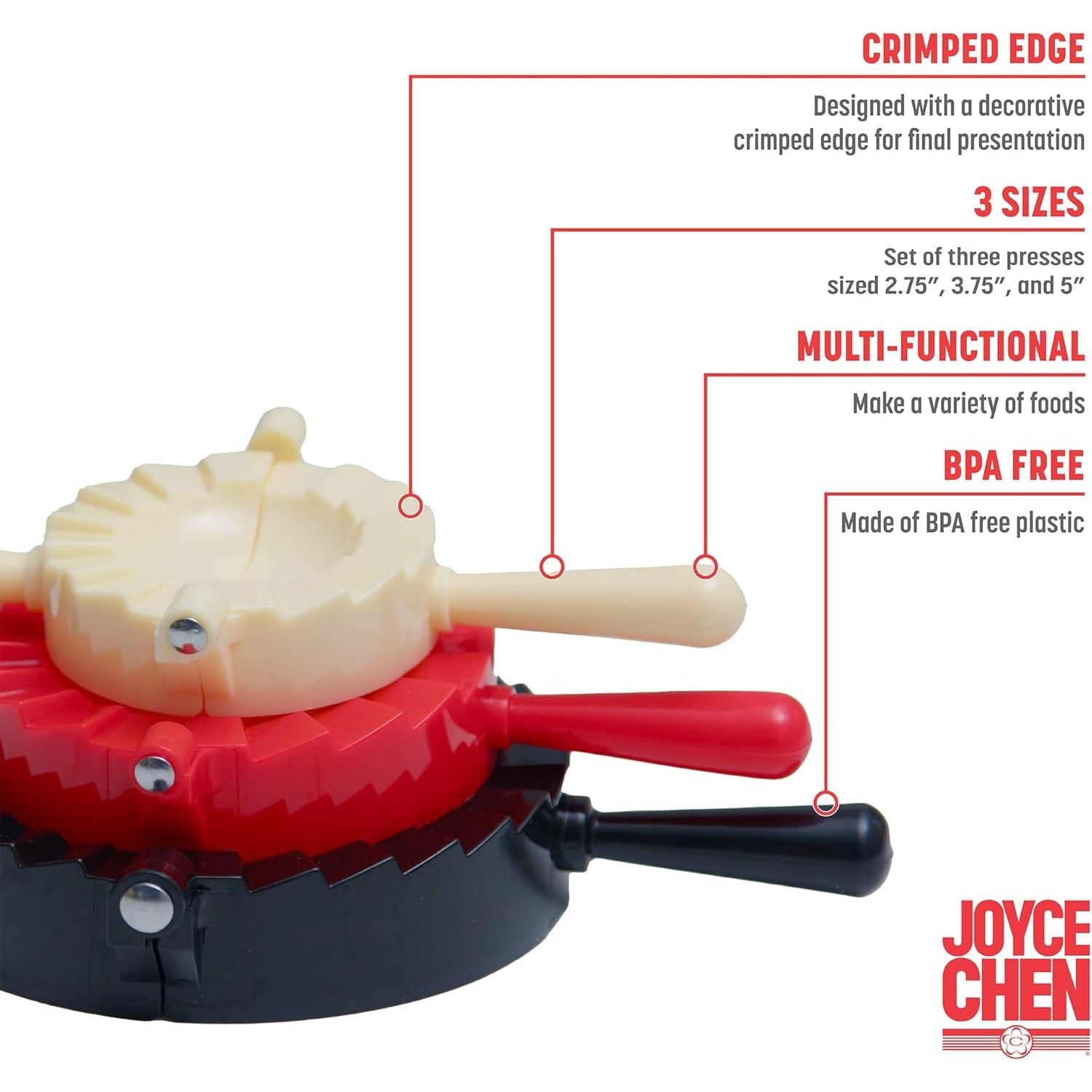 Ensemble de 3 presses à Dumplings - Joyce Chen - Presse à Dumplings - - La Guilde Culinaire