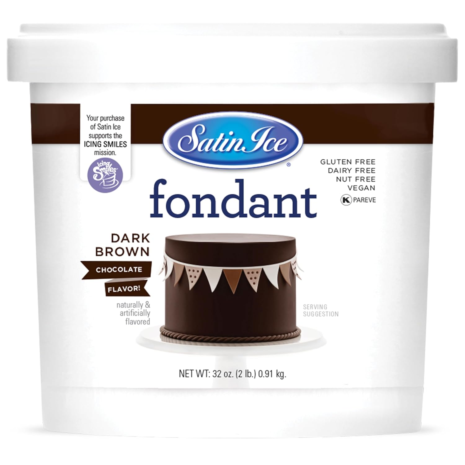 Fondant à Rouler 0.91 kg/2lb Satin Ice Marron foncé - à saveur de chocolat - Satin Ice - Fondant - SAT-032 - La Guilde Culinaire