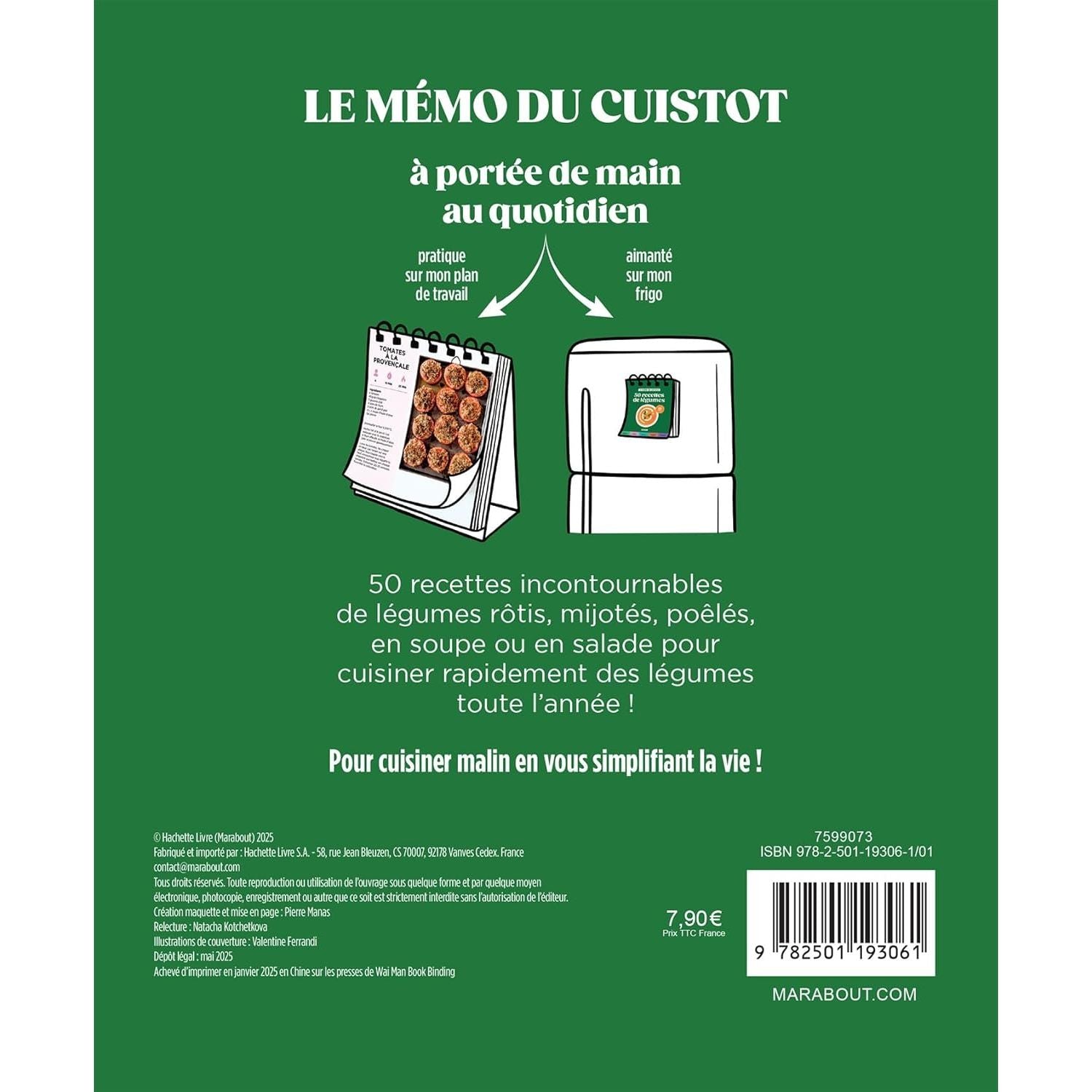Le mémo du cuistot - Légumes - Marabout - Livre de cuisine - - La Guilde Culinaire