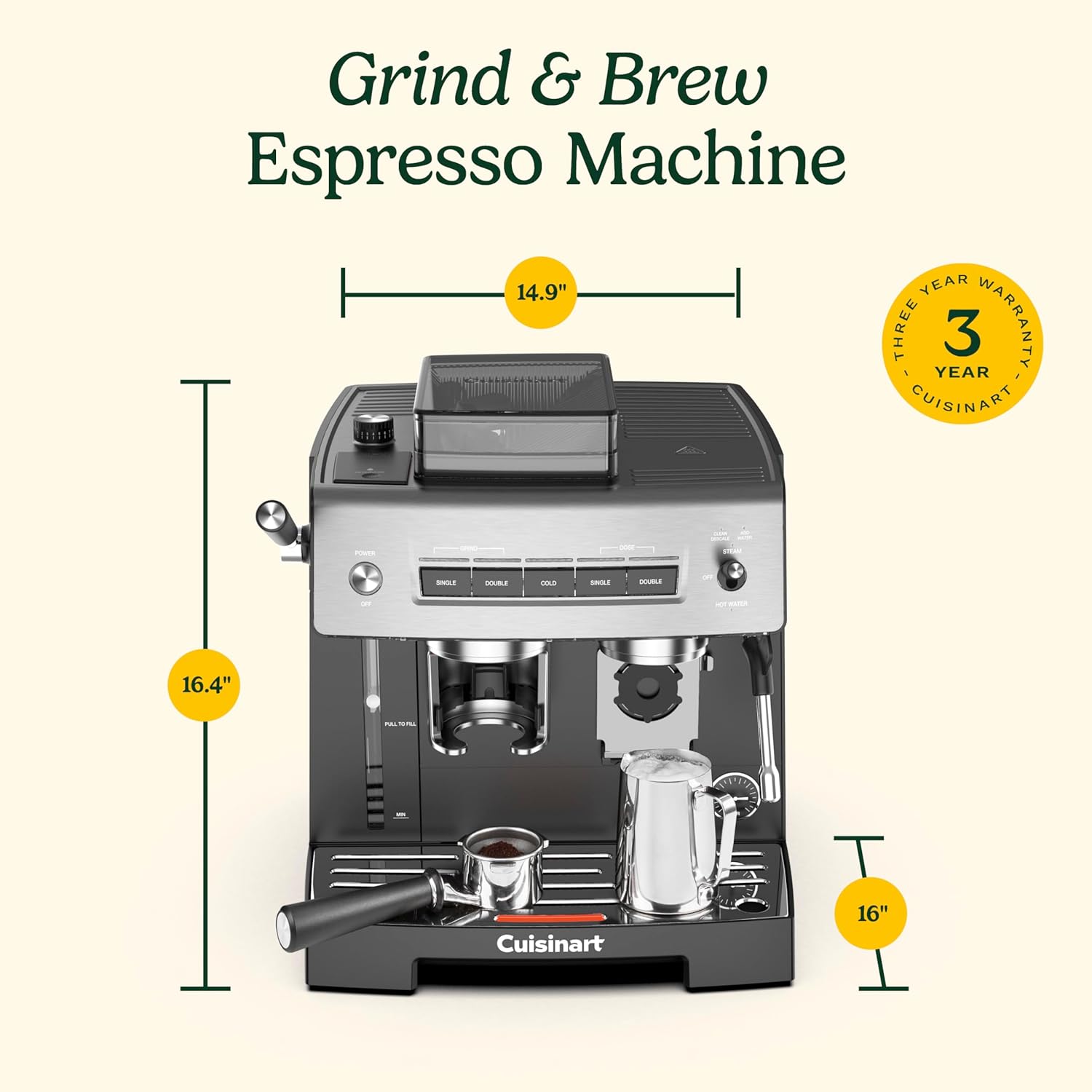Machine à espresso Espresso Bar avec moulin intégré - Cuisinart - Machine à espresso - - La Guilde Culinaire