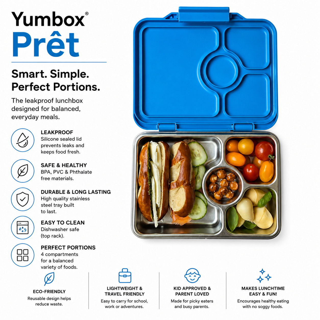 Yumbox Prêt – Boîte à Lunch Bento Étanche en Acier Inoxydable - Yumbox - Boîte à repas - - La Guilde Culinaire
