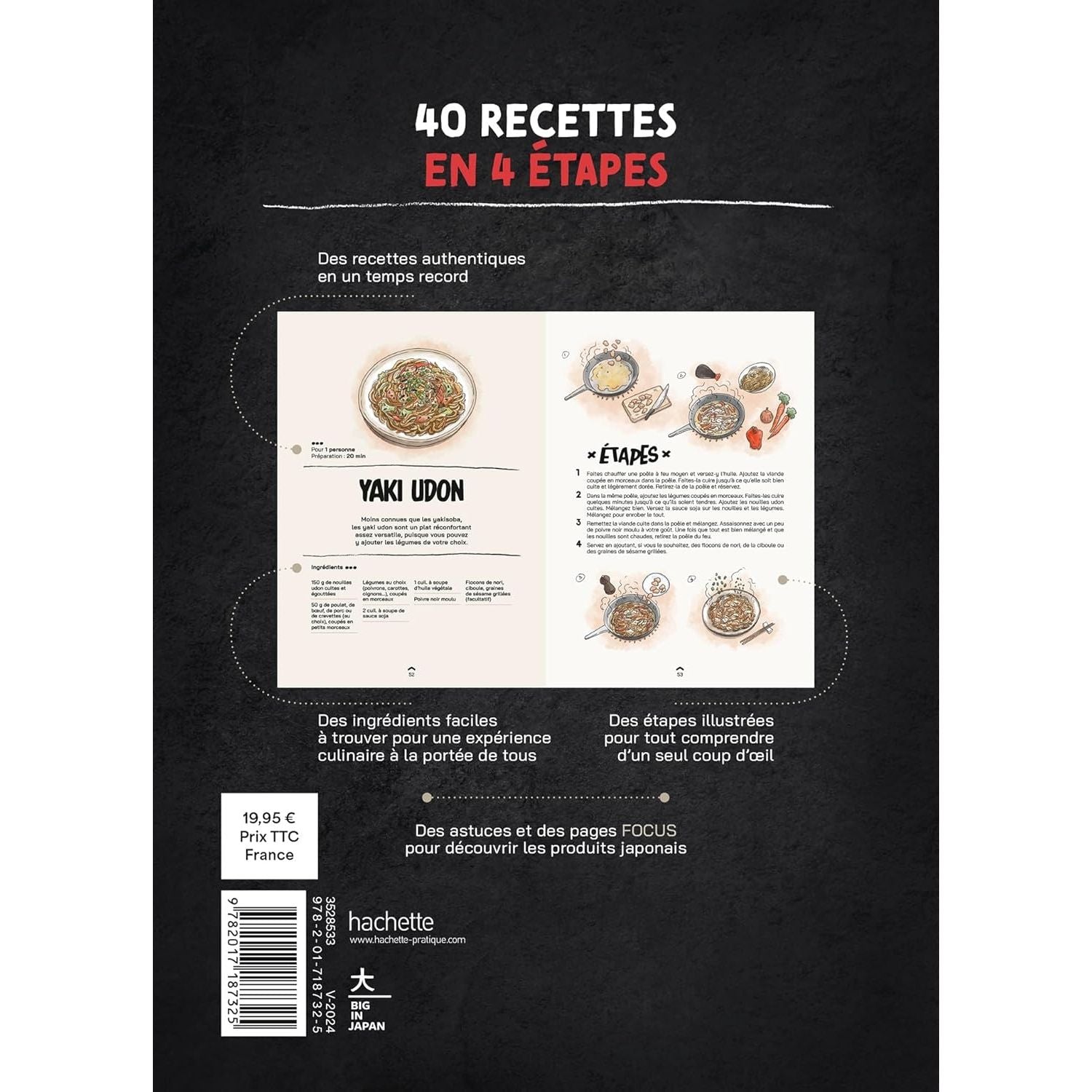 Recettes japonaises en 4 étapes    - Hachette Ed. - Livre de cuisine -  - La Guilde Culinaire