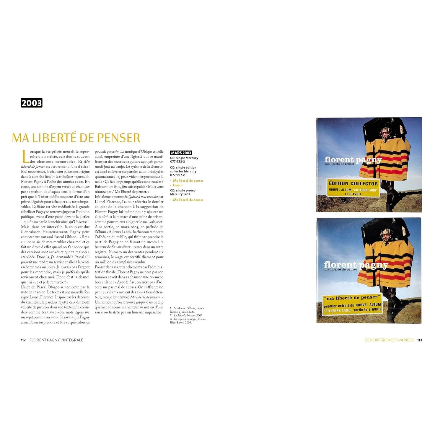 Florent Pagny - L'intégrale - EPA Ed. - Livre - - La Guilde Culinaire