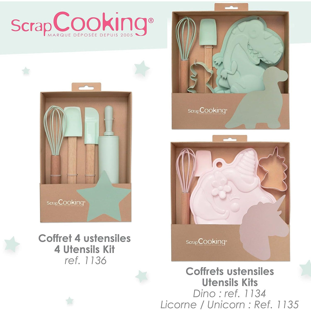 Coffret 4 ustensiles pâtisserie enfants - Scrapcooking - Ensemble d'ustensiles à pâtisserie - - La Guilde Culinaire