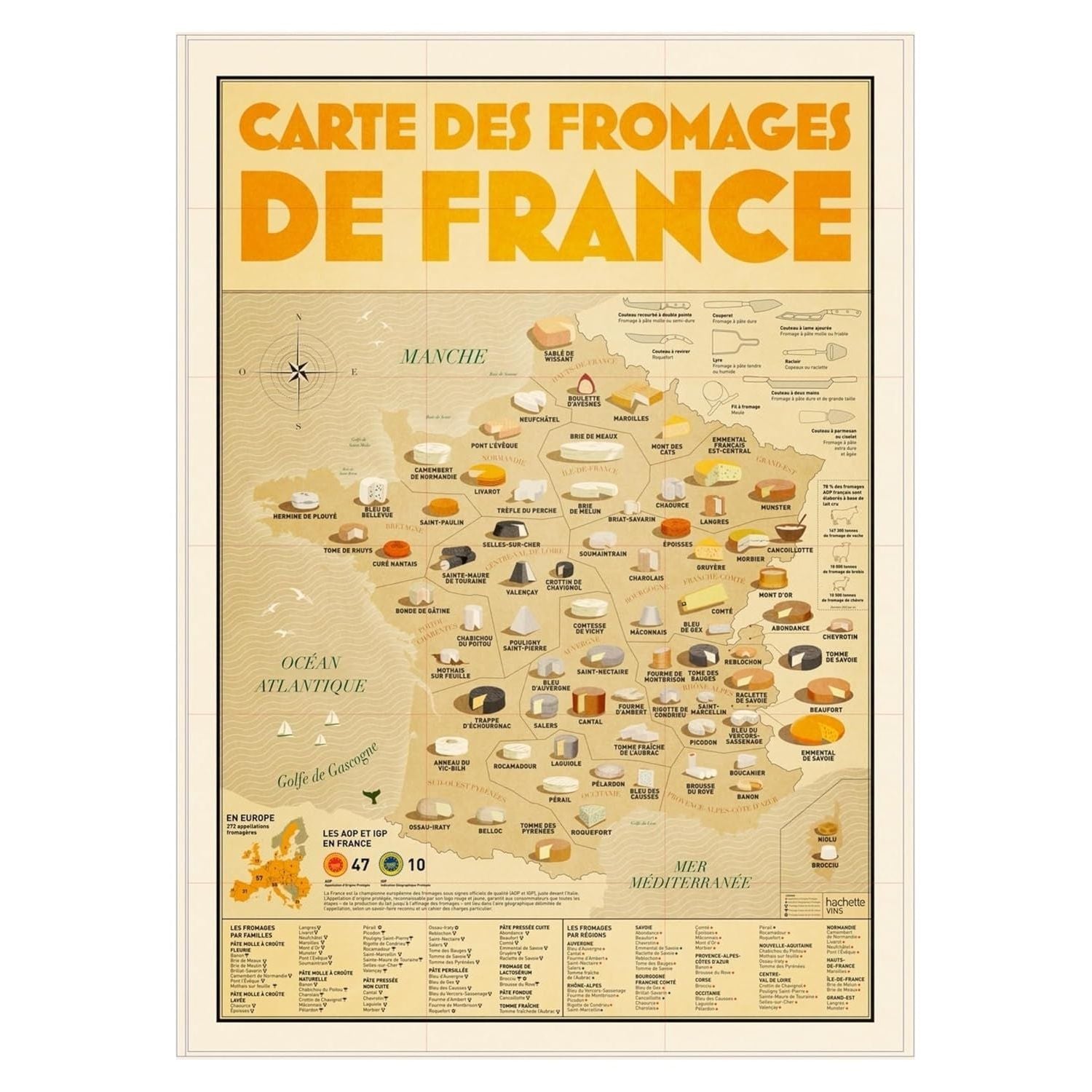 Carte des fromages de France - Hachette Ed. - Livre de cuisine - - La Guilde Culinaire