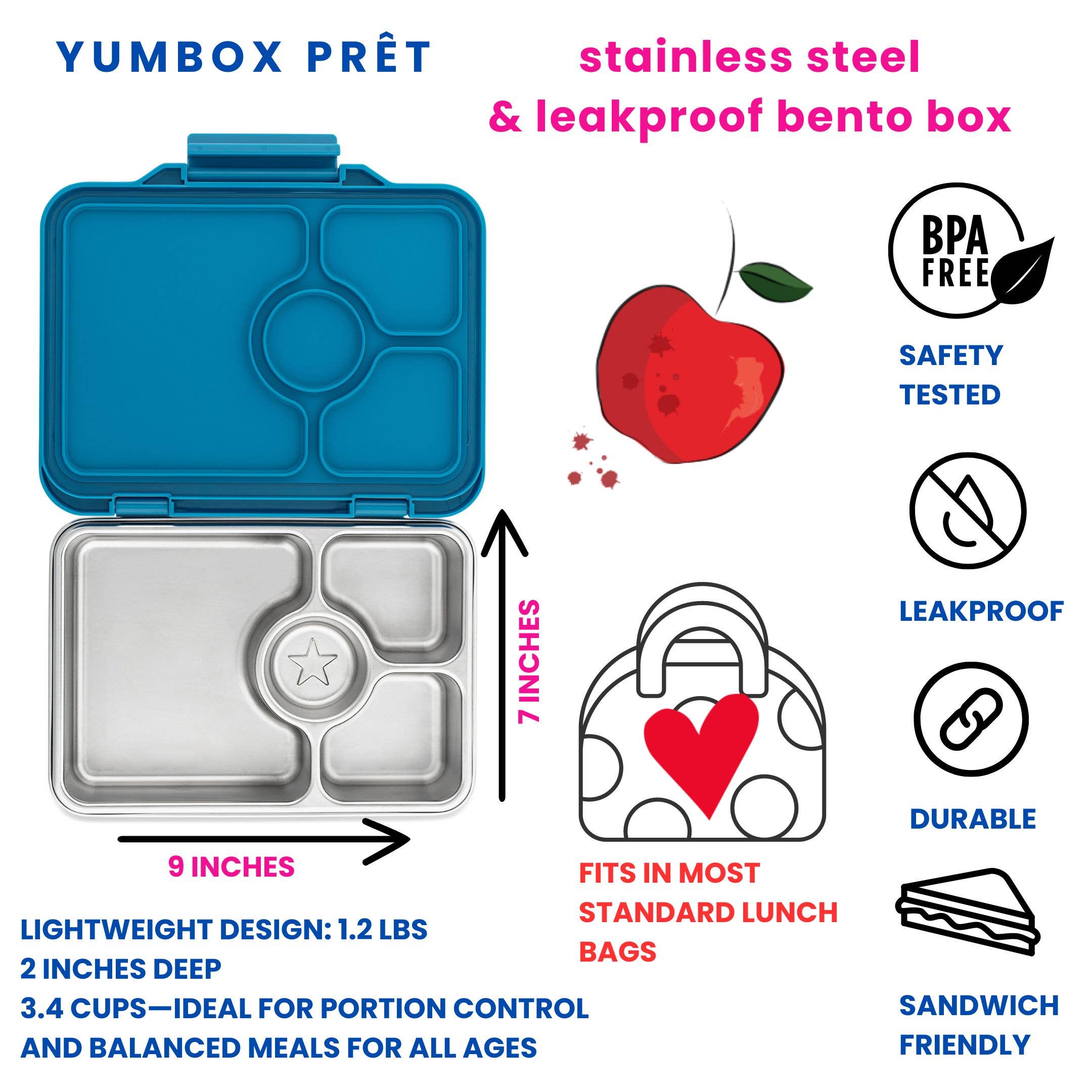 Yumbox Prêt – Boîte à Lunch Bento Étanche en Acier Inoxydable - Yumbox - Boîte à repas - - La Guilde Culinaire