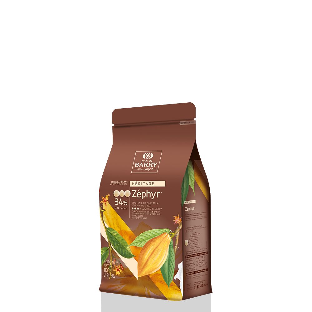 Chocolat blanc Zéphyr 34% 1kg   - Cacao Barry - Chocolat blanc - ZEPHYR - 1KG - La Guilde Culinaire