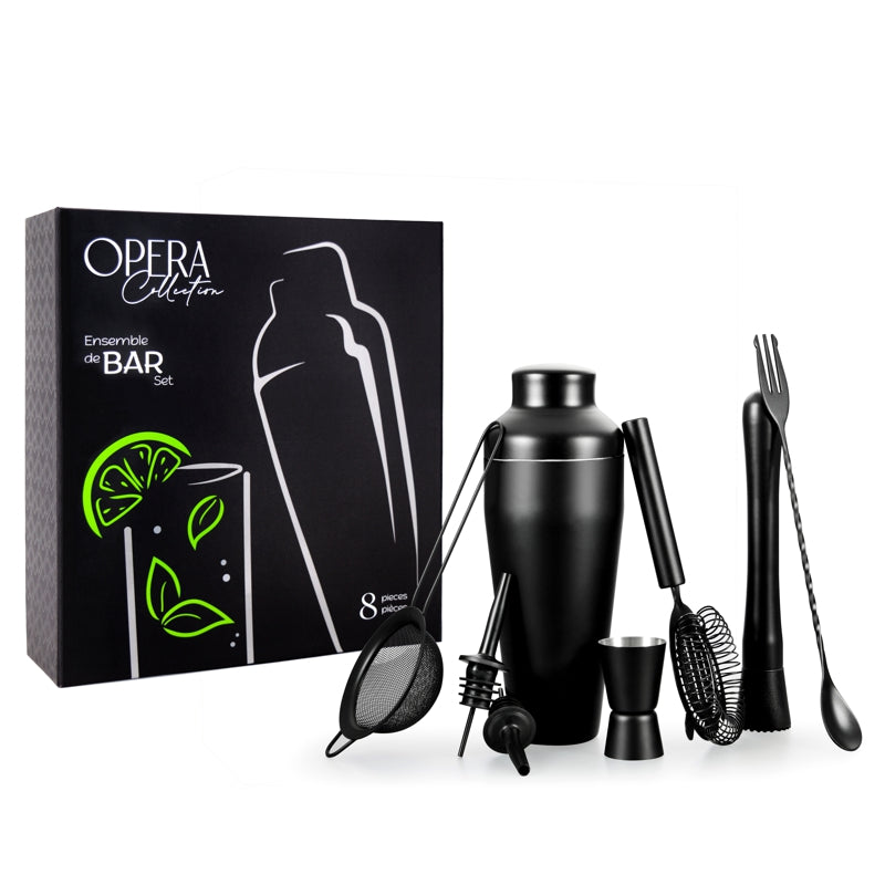 OPERA Ensemble de bar de 8 pièces - Natural Living - Kits d'accessoires pour cocktails - - La Guilde Culinaire
