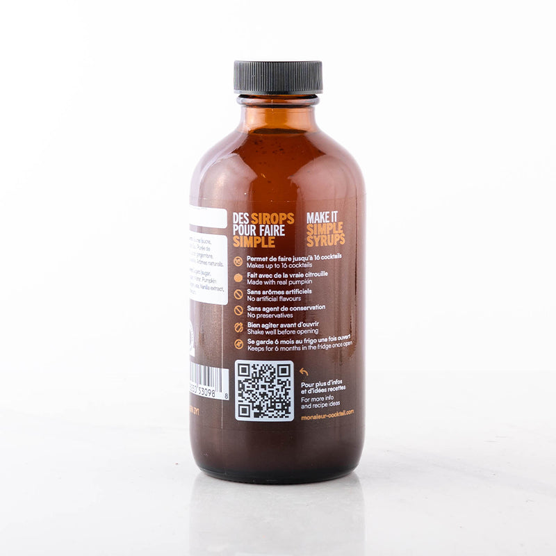 Sirop de Citrouille Épicée 250ml - ÉDITION LIMITÉE    - Monsieur Cocktail - Sirop -  - La Guilde Culinaire