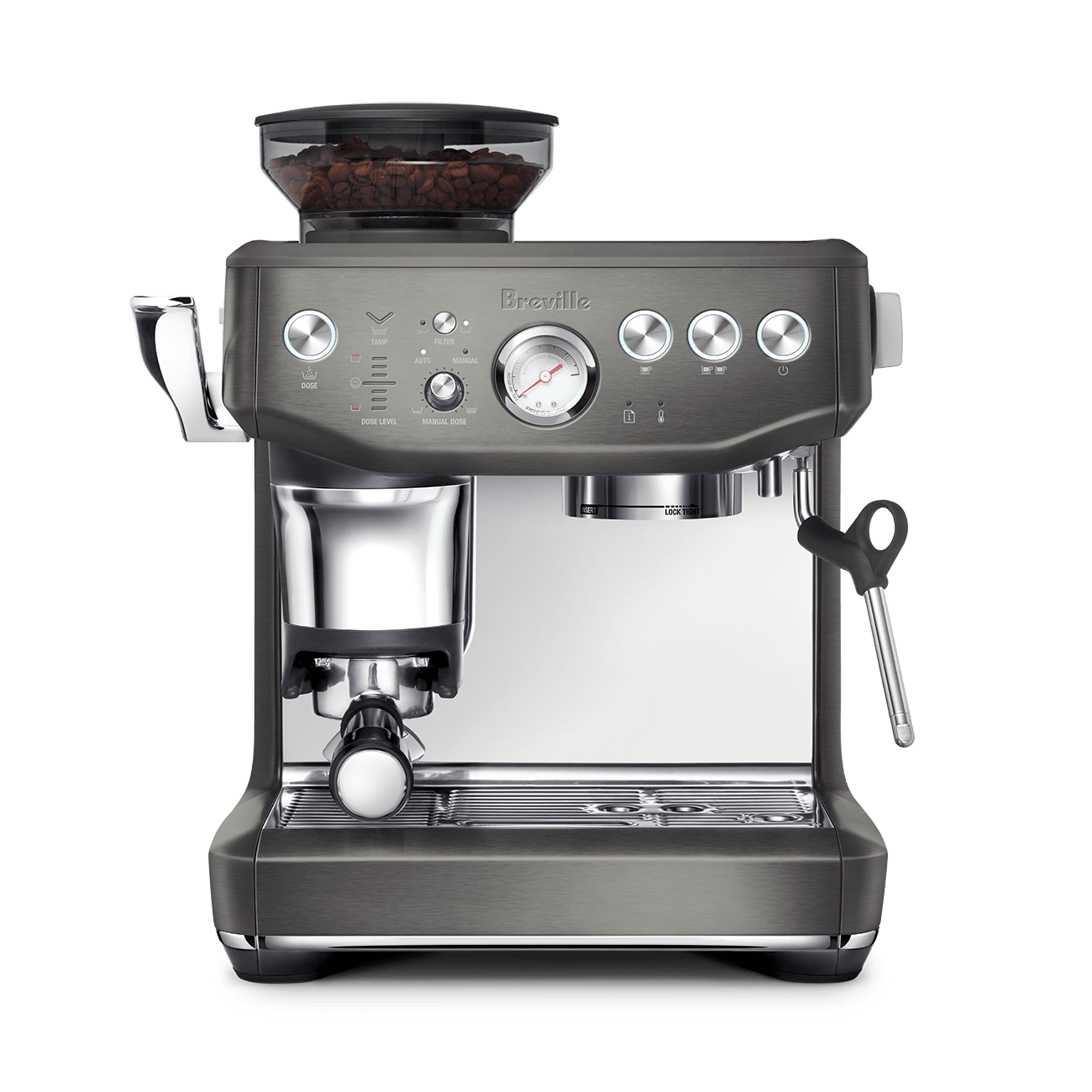 Machine à Café The Barista Express Impress Acier inoxydable noir   - Breville - Machine à espresso - BES876BST1BNA1 - La Guilde Culinaire