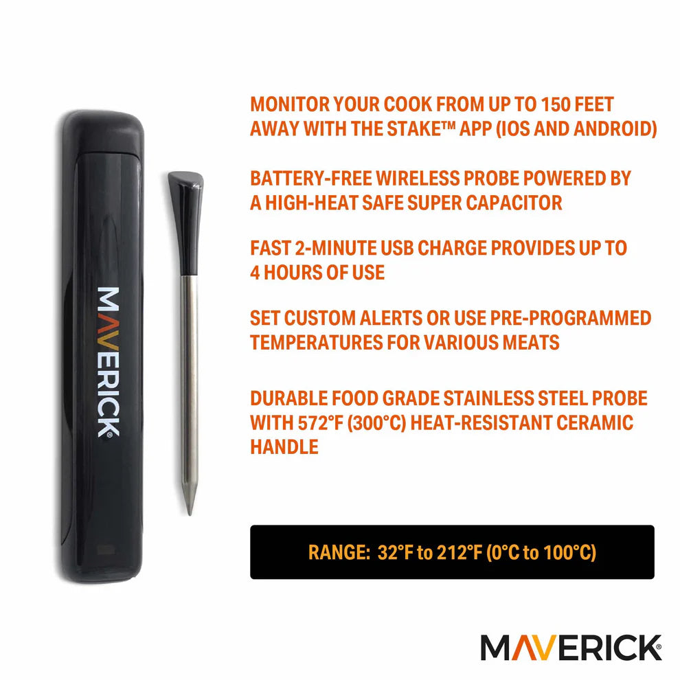Thermomètre Bluetooth sans fil STAKE - Maverick - Thermomètre de cuisson - - La Guilde Culinaire