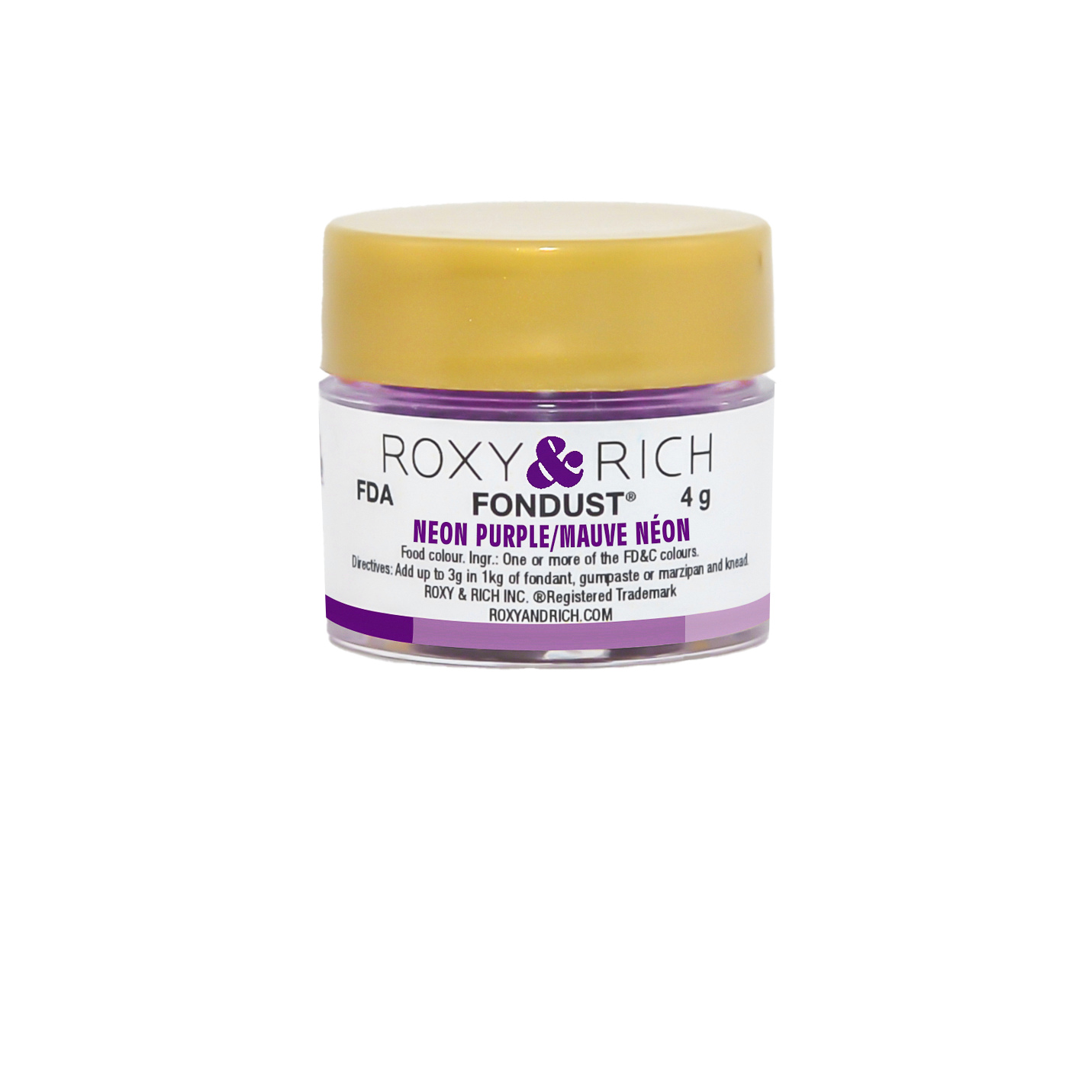 Colorant FONDUST Mauve Néon 4g - Roxy & Rich - Colorant alimentaire hydrosoluble - F4-021 - La Guilde Culinaire