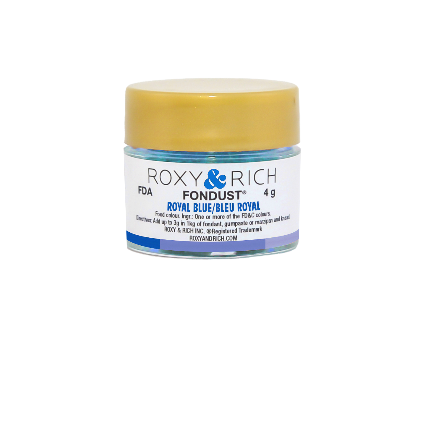 Colorant FONDUST Bleu Royal 4g - Roxy & Rich - Colorant alimentaire hydrosoluble - F4-023 - La Guilde Culinaire