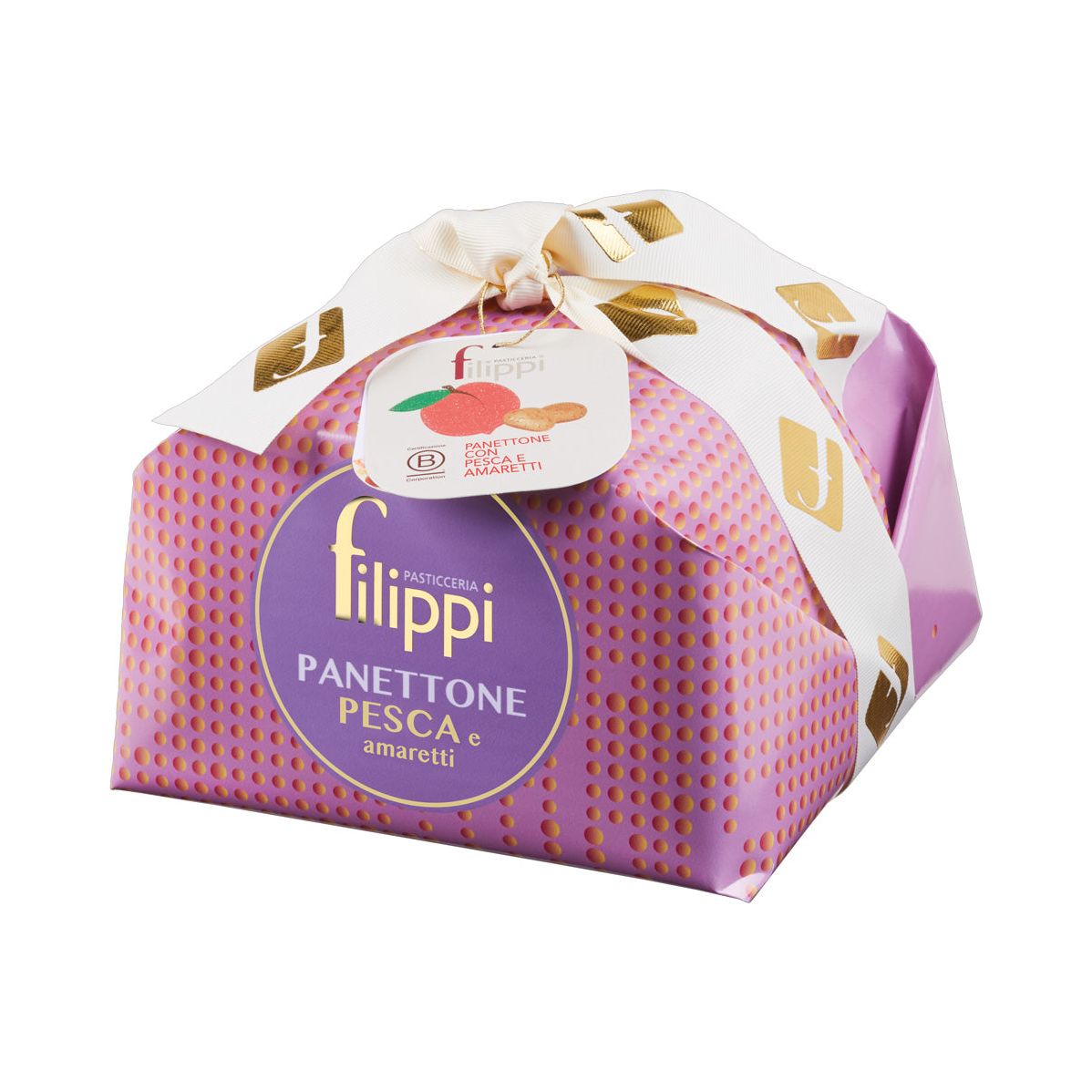 Panettone Pêches et Amaretti 500g    - Filippi Pâtisserie - Panettone -  - La Guilde Culinaire
