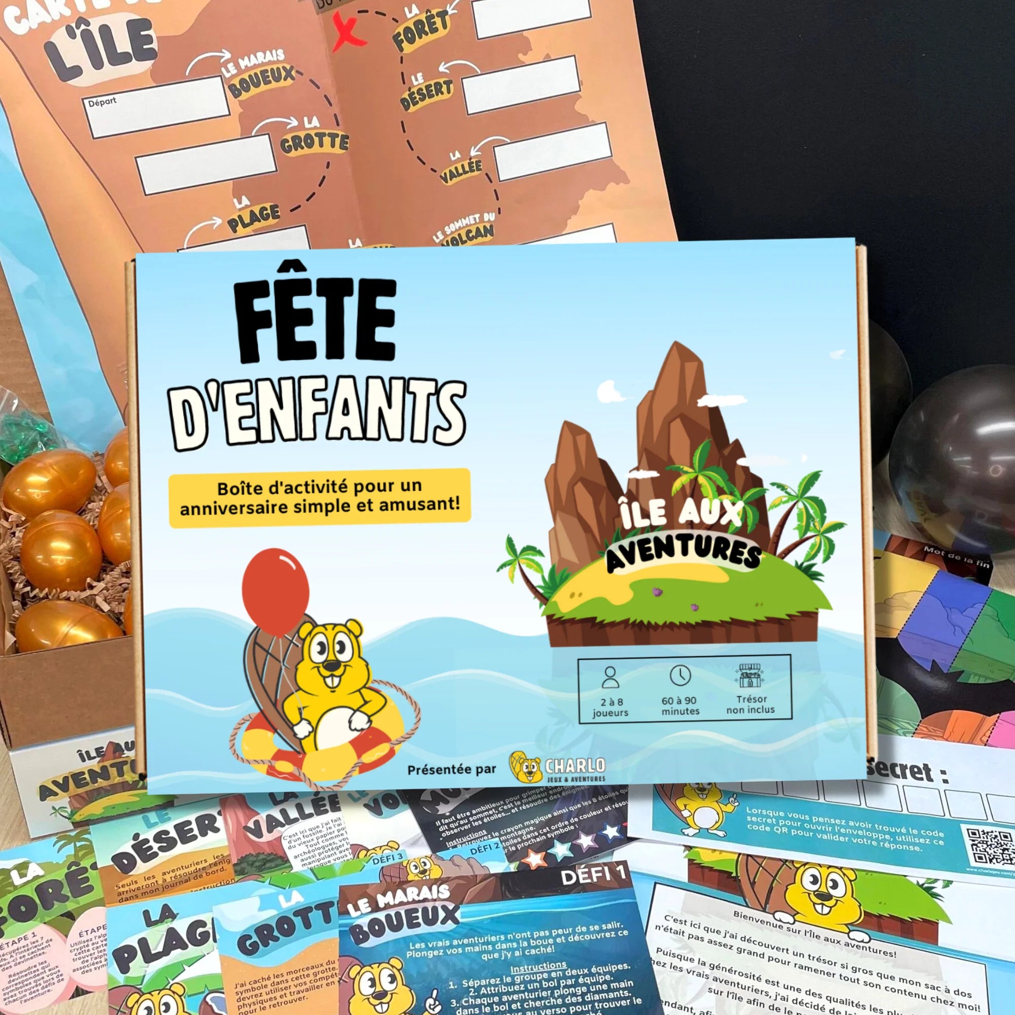 Boîte anniversaire : L'Île aux aventures - Charlo Jeux et Aventures - Boîte anniversaire - - La Guilde Culinaire