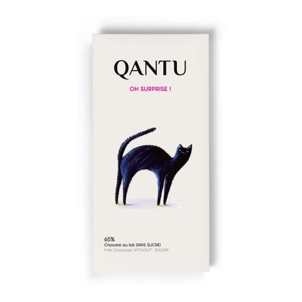 Chocolat au lait sans sucre 65%, Oh surprise - QANTU - QANTU - Tablette de chocolat - - La Guilde Culinaire