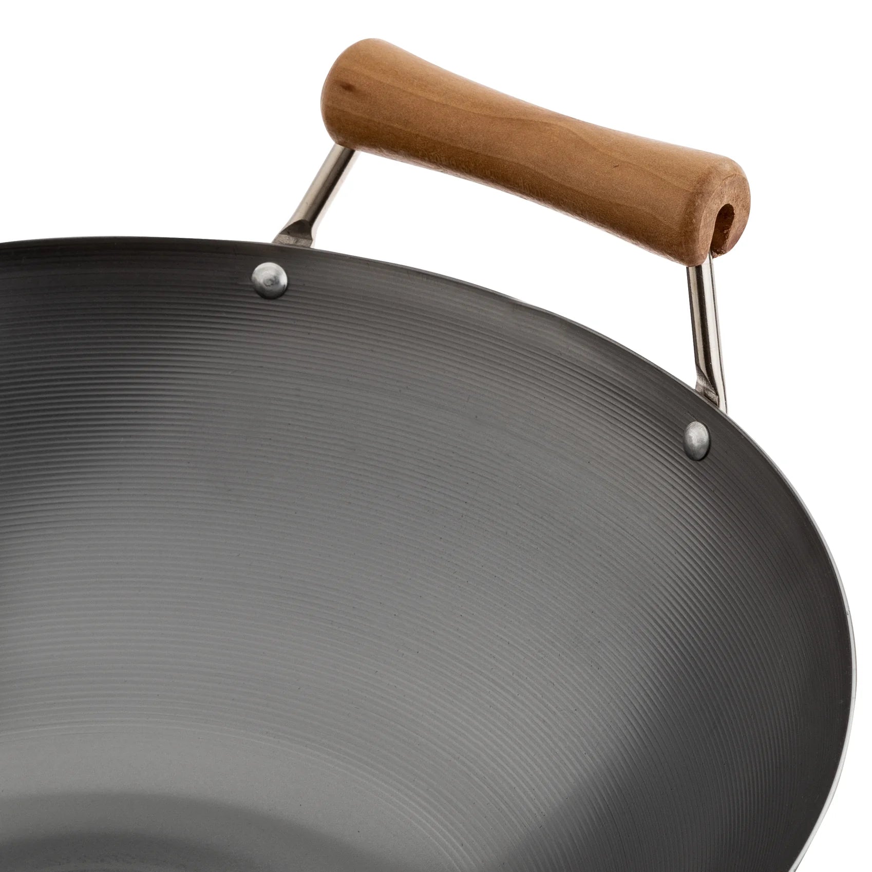 Wok à fond plat en acier carbone de 14" de la série Classic avec poignées en bouleau - Joyce Chen - Wok - - La Guilde Culinaire