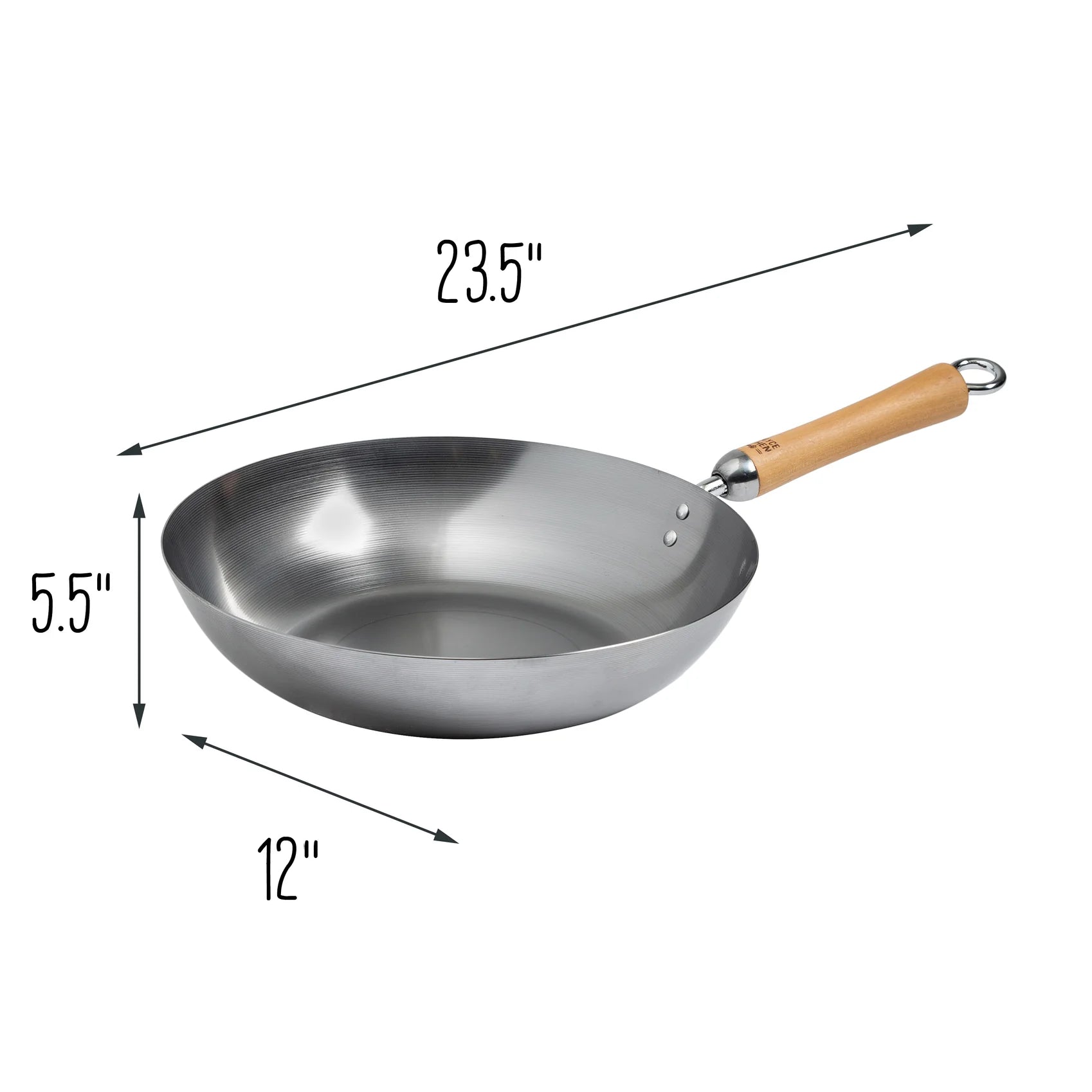 Poêle à frire en acier carbone de 12" de la série Classic avec poignées en bouleau - Joyce Chen - Poêle à frire - - La Guilde Culinaire