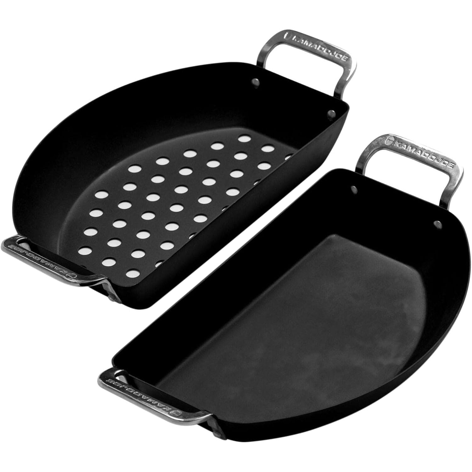 Ensemble de poêles en demi-lune Karbon Steel - KamadoJoe    - Kamado Joe - Poêle perforée -  - La Guilde Culinaire