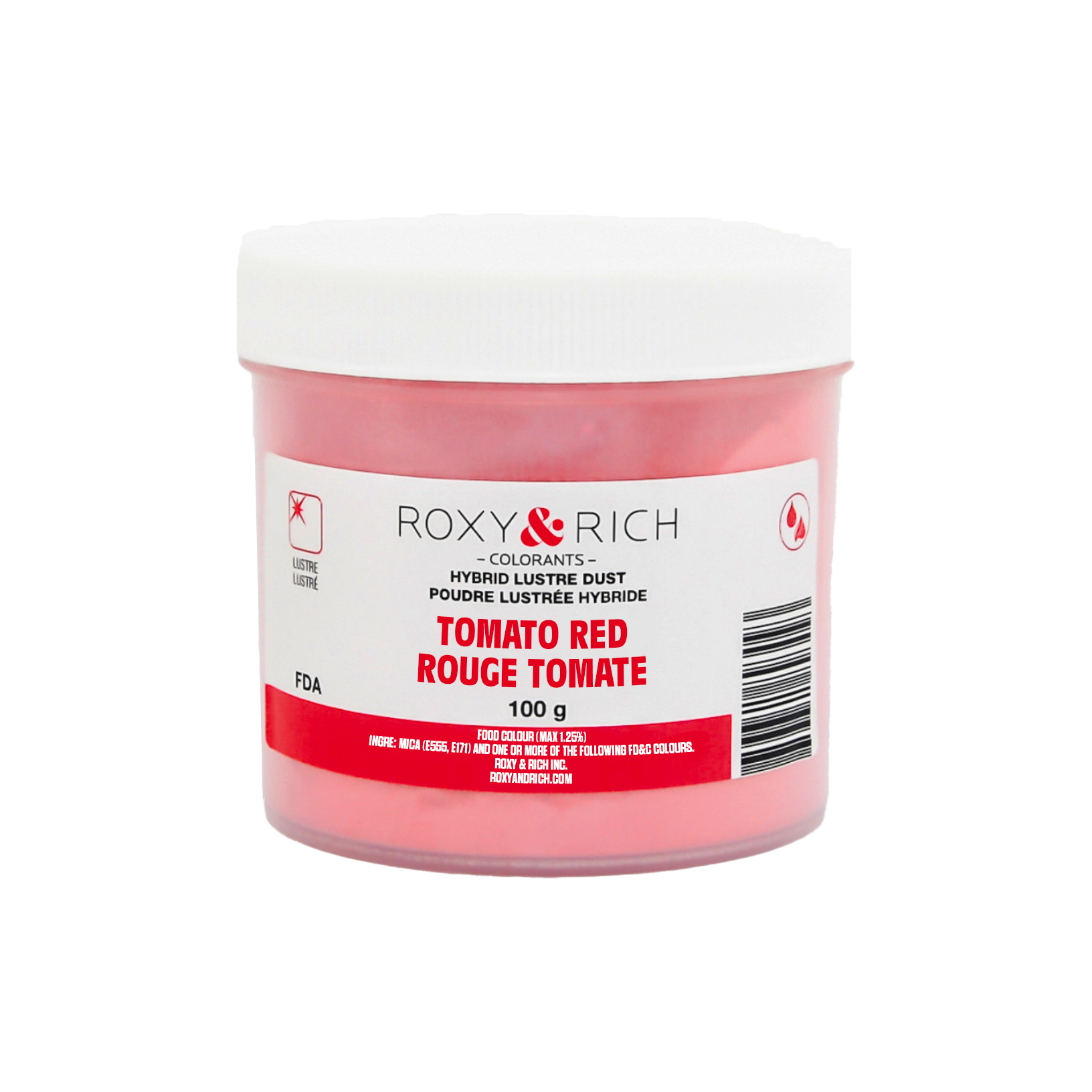 Poudre lustrée hybride Rouge Tomate 100g - Roxy & Rich - Poudre lustrée - L100-026 - La Guilde Culinaire