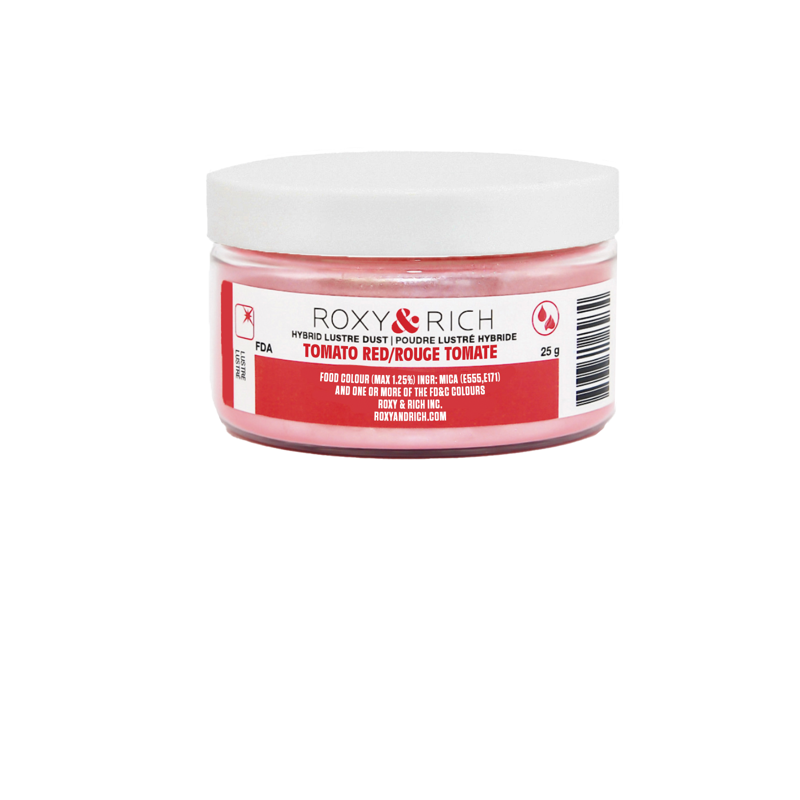 Poudre lustrée hybride Rouge Tomate 25g - Roxy & Rich - Poudre lustrée - L25-026 - La Guilde Culinaire