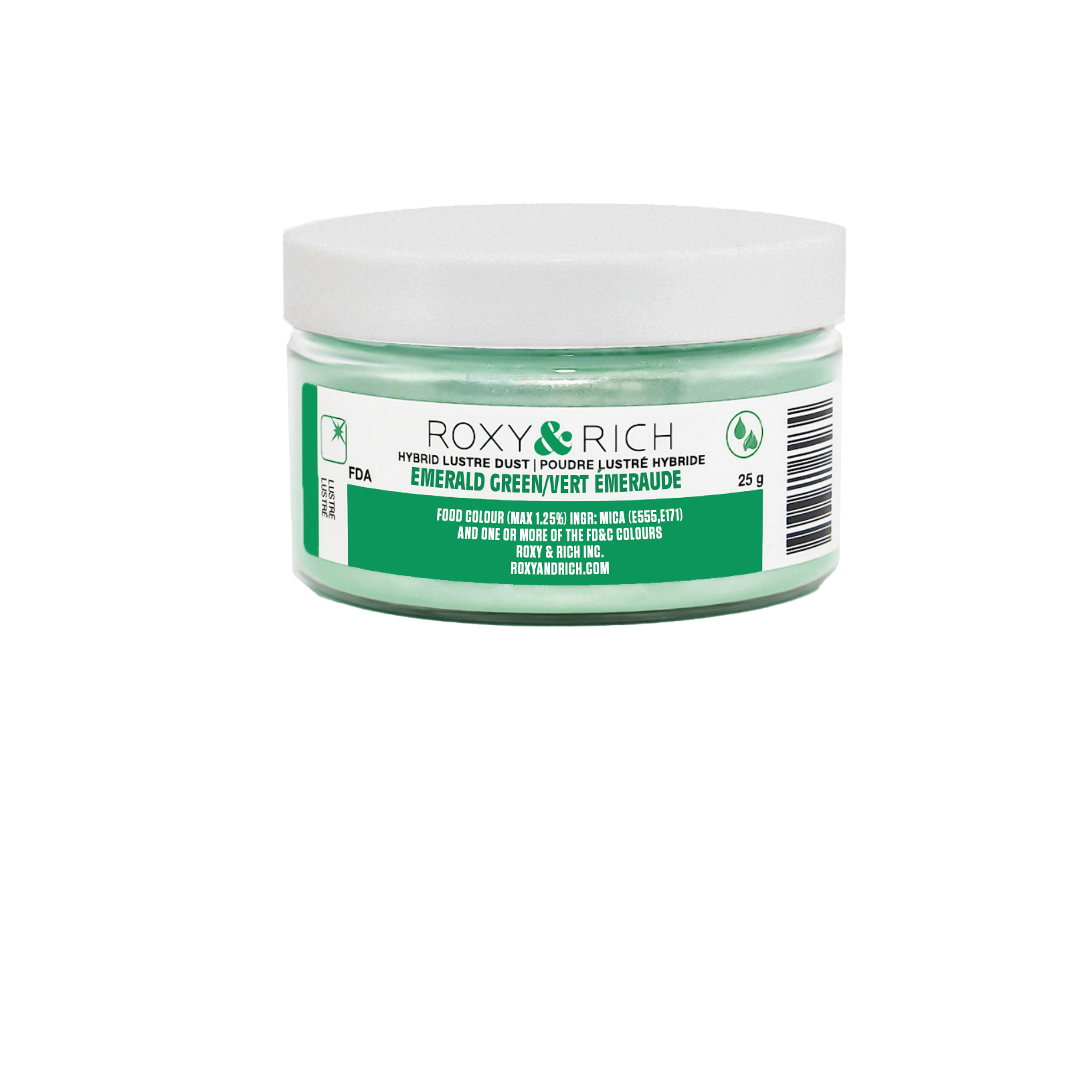 Poudre lustrée hybride Vert Émeraude 25g - Roxy & Rich - Poudre lustrée - L25-033 - La Guilde Culinaire