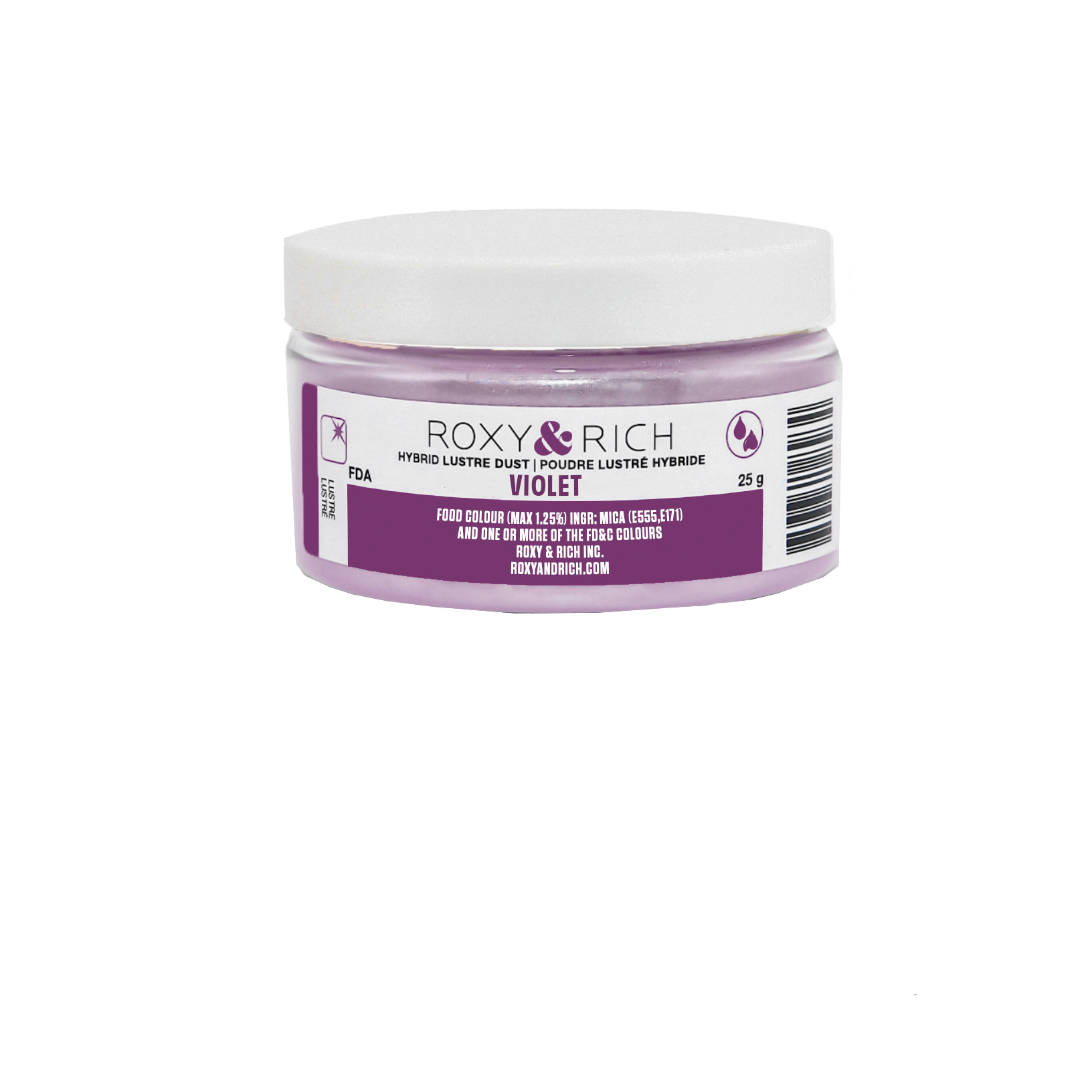 Poudre lustrée hybride Violet 25g - Roxy & Rich - Poudre lustrée - L25-042 - La Guilde Culinaire
