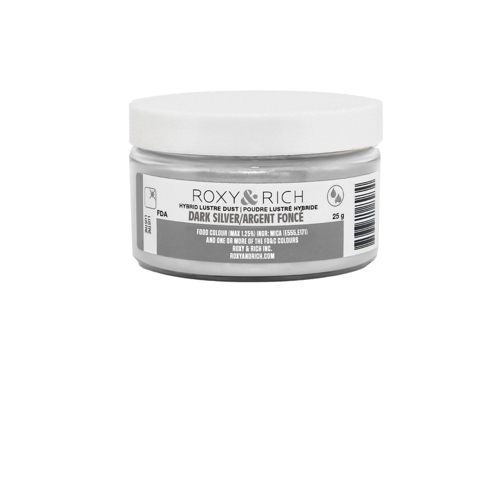 Poudre lustrée hybride Argent Foncé 25g - Roxy & Rich - Poudre lustrée - L25-050 - La Guilde Culinaire