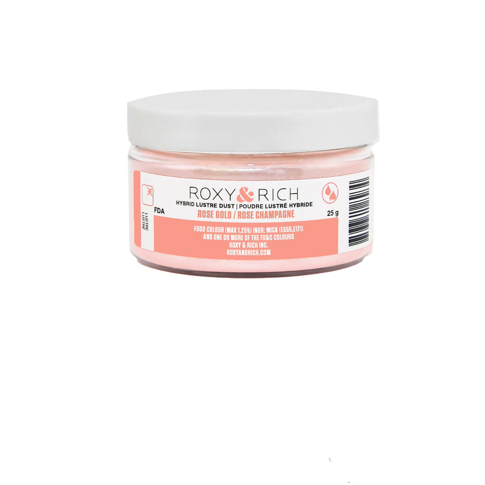 Poudre lustrée hybride Rose Champagne 25g - Roxy & Rich - Poudre lustrée - L25-054 - La Guilde Culinaire