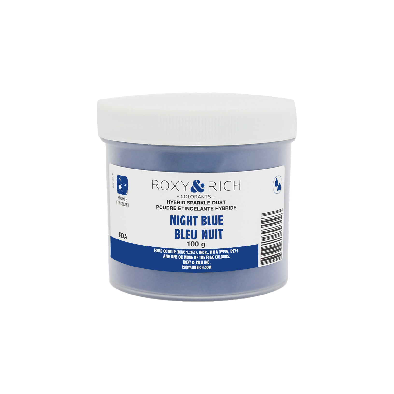 Poudre étincelante hybride Bleu Nuit 100g - Roxy & Rich - Poudre étincelante - S100-006 - La Guilde Culinaire