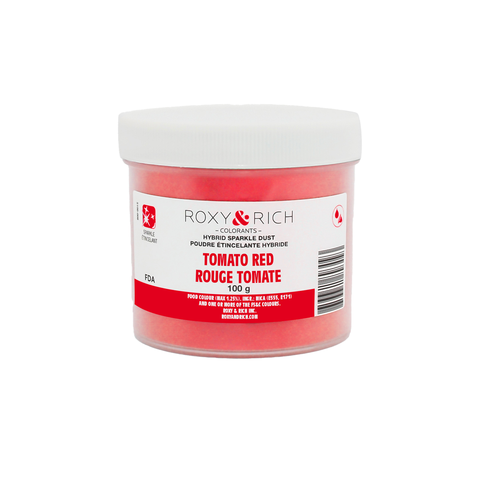 Poudre étincelante hybride Rouge Tomate 100g - Roxy & Rich - Poudre étincelante - S100-026 - La Guilde Culinaire